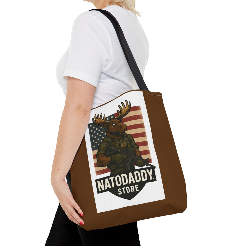 Patriotic Moose Tote Bag - Ideal for Military Pride, Gift for Outdoors Lovers, Statement Bag, Everyday Use, Travel Essentials