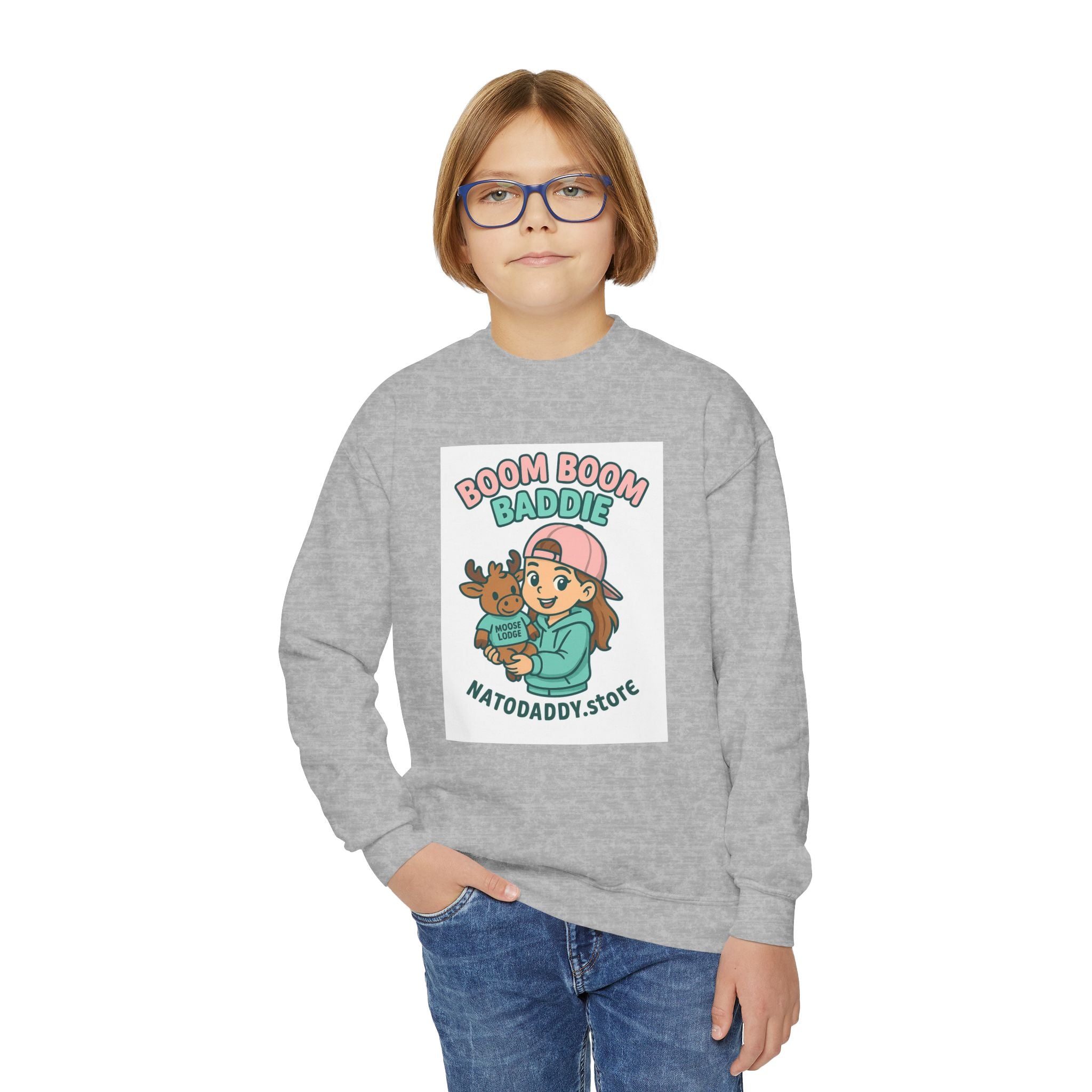 Youth Crewneck Sweatshirt with Fun Cartoon Graphics, Cozy Kids Sweater, Perfect for Everyday Wear, Birthday Gift, Holiday Apparel