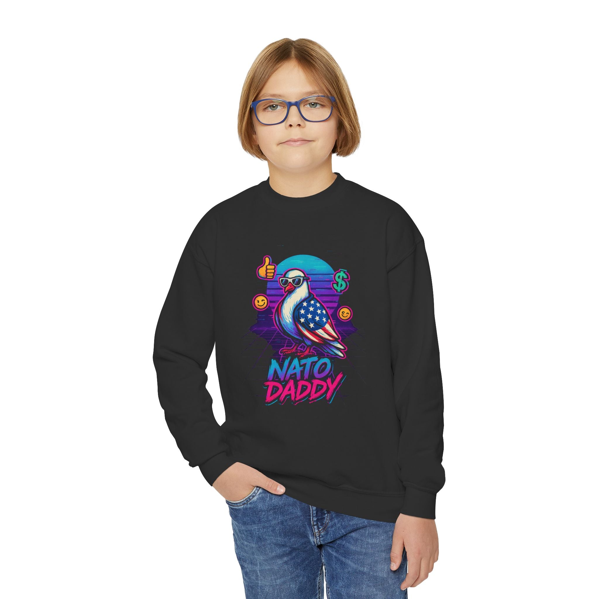 Hip Retro Youth Crewneck Sweatshirt with Fun NATO DADDY Design, Stylish Streetwear, Gift Idea for Kids, Cool Casual Wear, Trendy [...]