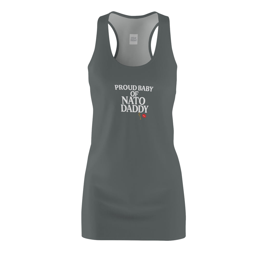 Proud Baby of NATO Daddy Racerback Dress, Cute Summer Dress, Gift for New Moms, Family Celebration, Father's Day Fashion