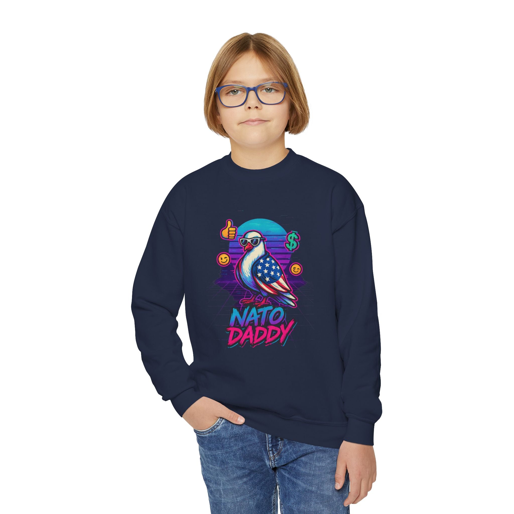 Hip Retro Youth Crewneck Sweatshirt with Fun NATO DADDY Design, Stylish Streetwear, Gift Idea for Kids, Cool Casual Wear, Trendy [...]