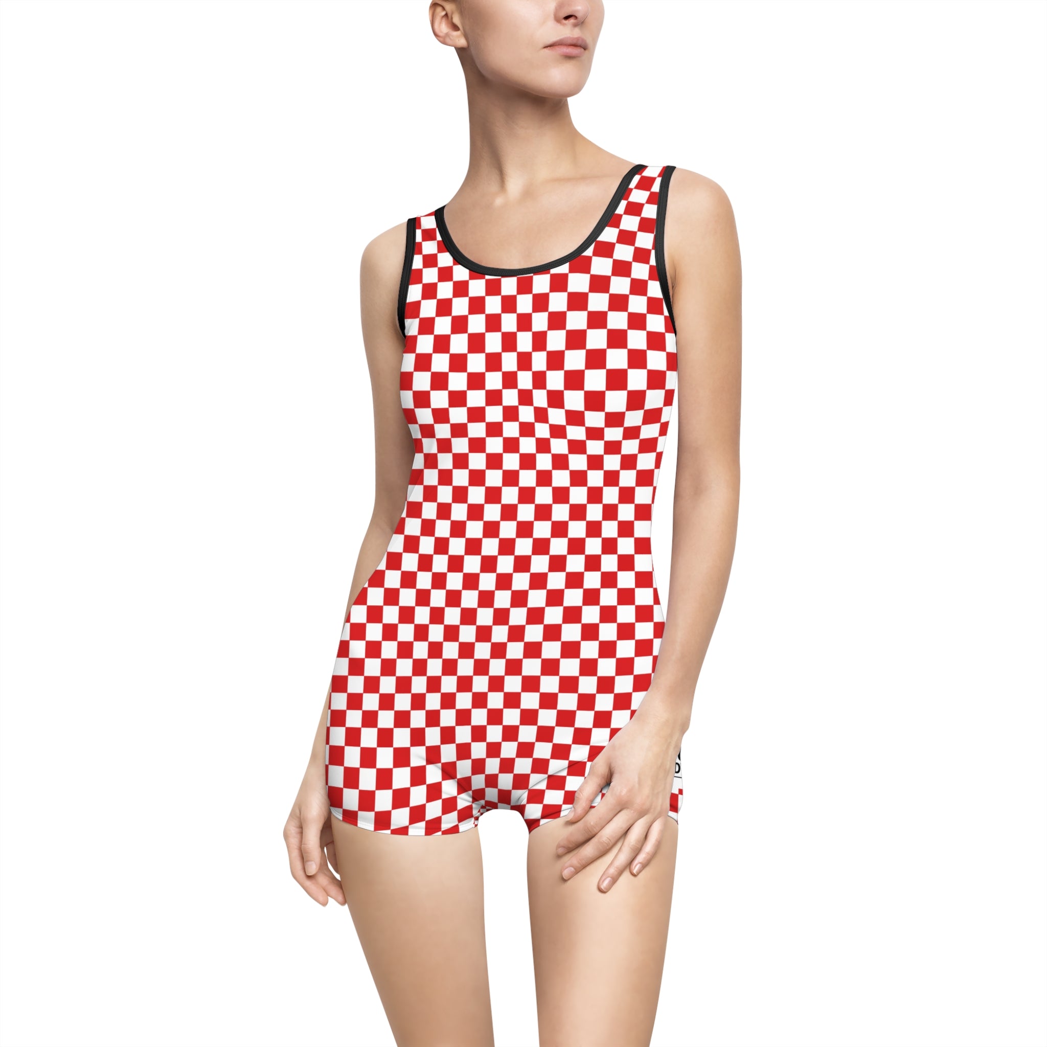 Retro Checkerboard Women's Swimsuit, Vintage Bathing Suit, Pool Party Outfit, Summer Swimwear, Beach Day Essential
