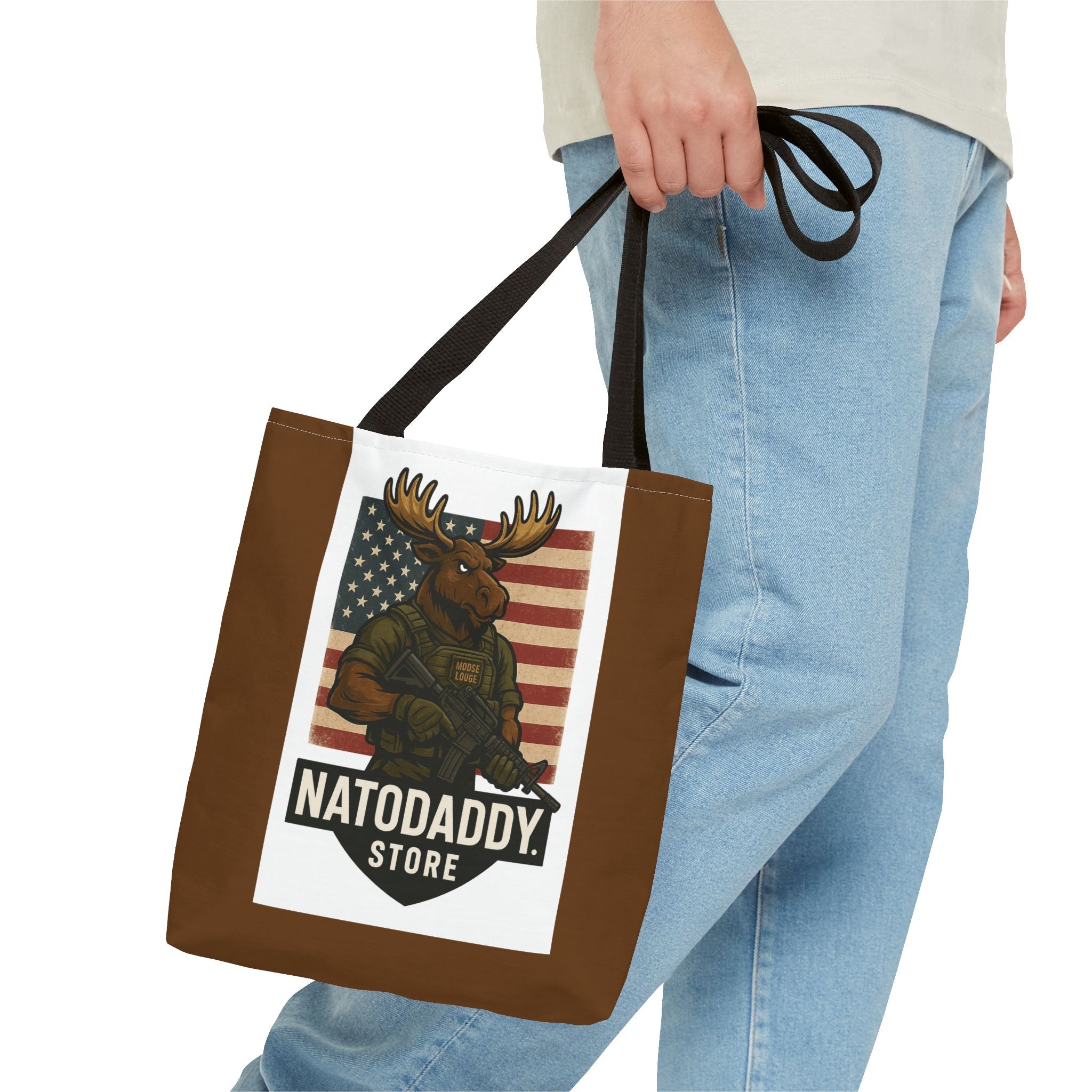 Patriotic Moose Tote Bag - Ideal for Military Pride, Gift for Outdoors Lovers, Statement Bag, Everyday Use, Travel Essentials