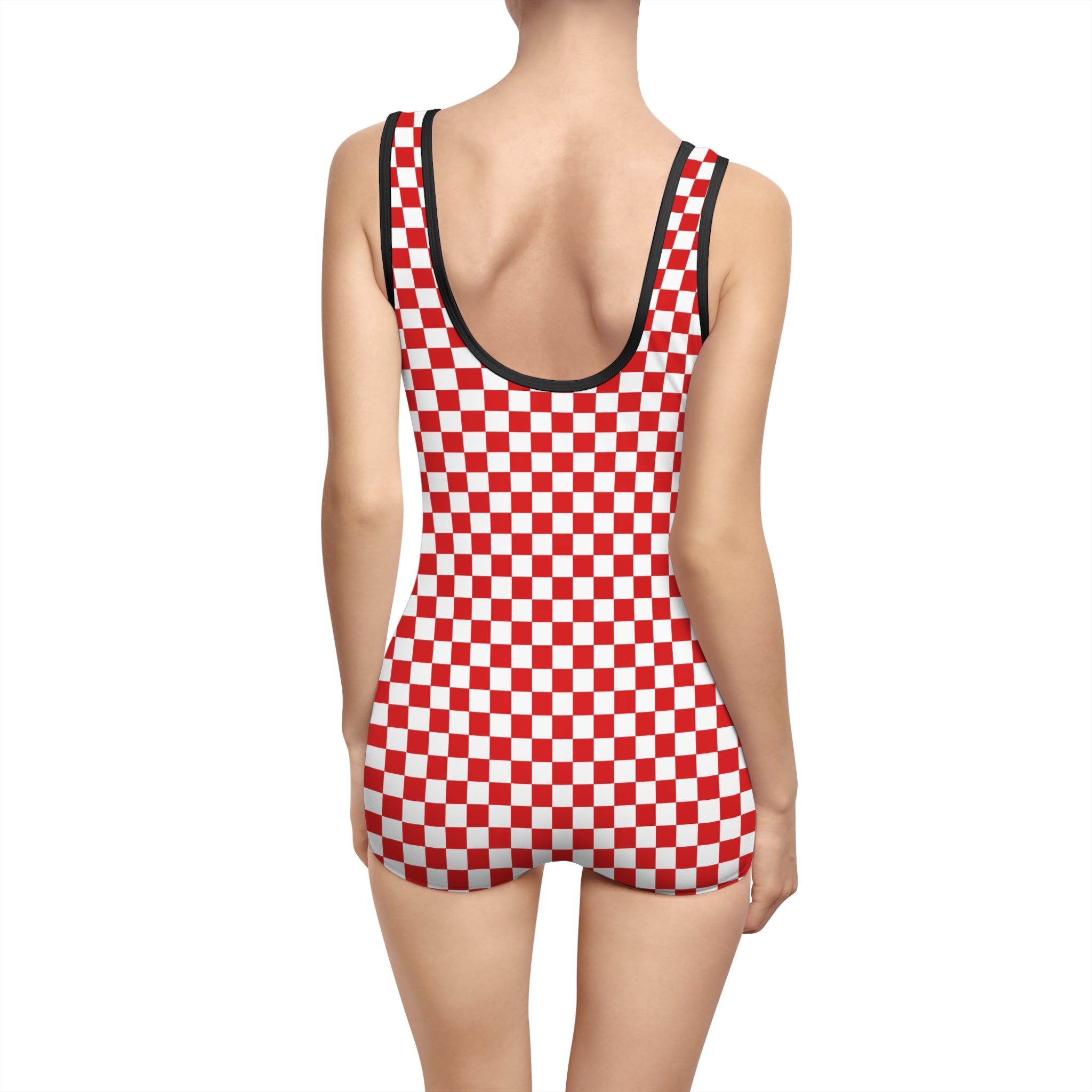 Retro Checkerboard Women's Swimsuit, Vintage Bathing Suit, Pool Party Outfit, Summer Swimwear, Beach Day Essential