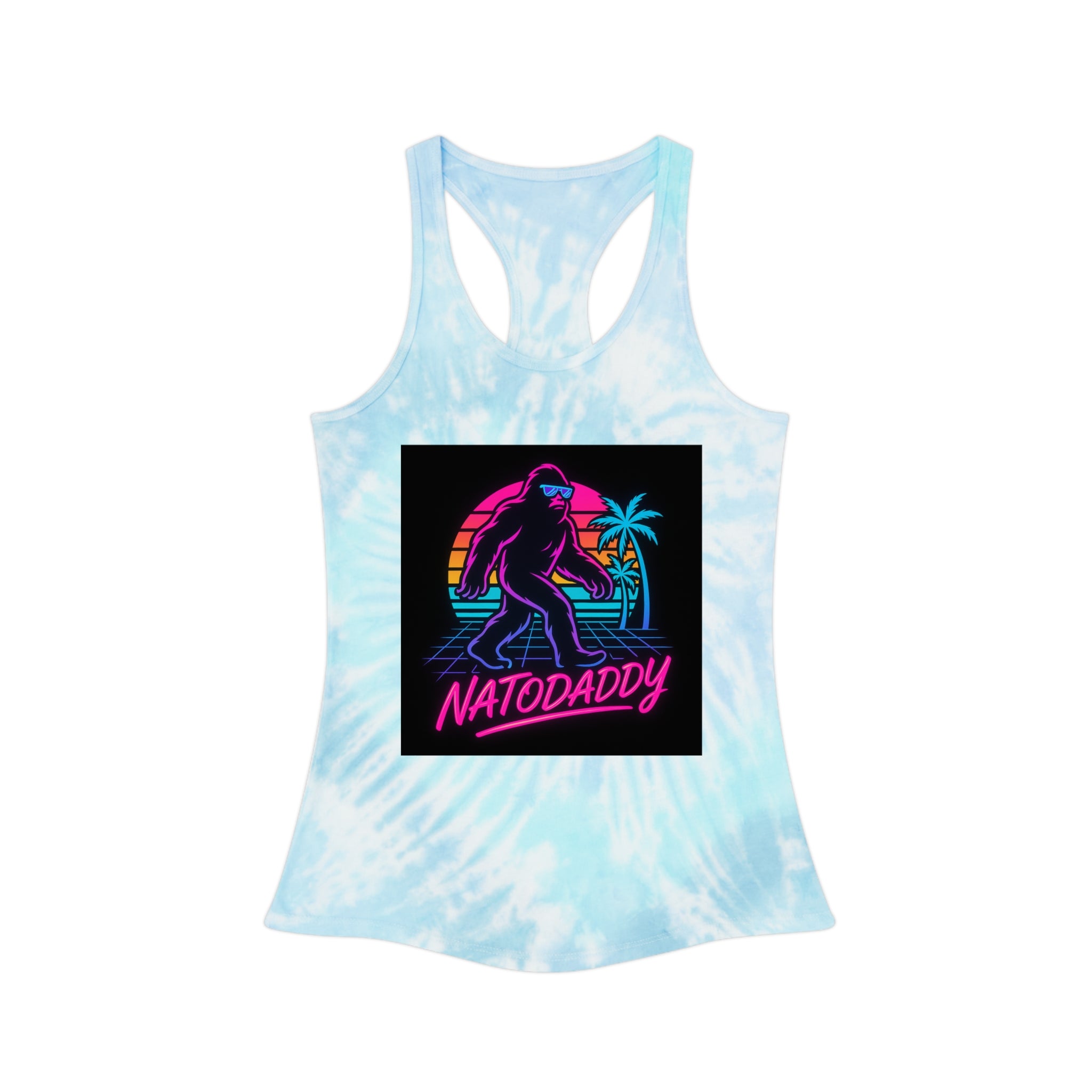Retro Tie Dye Racerback Tank Top, Summer Workout Top, Beachwear, Vacation Essential, Gift for Dad, Festival Outfit