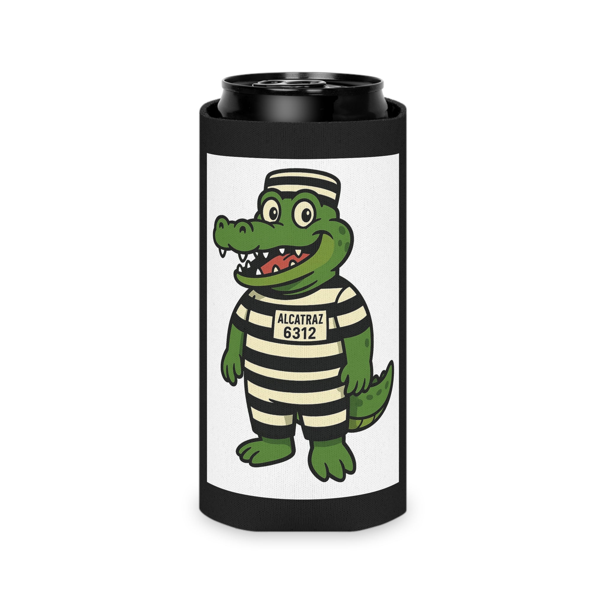 Alcatraz Crocodile Can Cooler – Fun Drink Sleeve, Unique Gift for Dads, Party Favors, Beach, BBQ, Relaxation