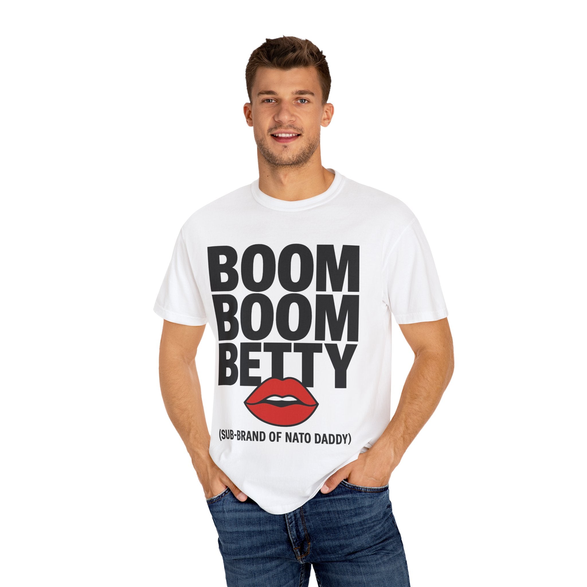Boom Boom Betty Unisex Garment-Dyed T-shirt, Casual Tee, Cool Graphic Tee, Gift for Her, Trendy Streetwear
