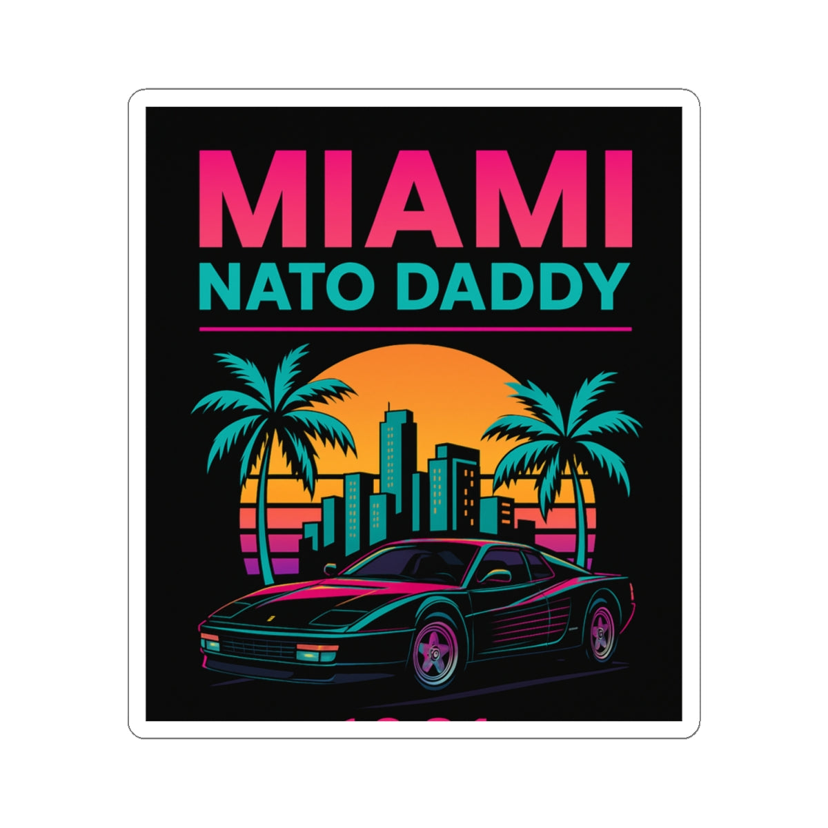 Retro Miami Stickers, Fun Car Decor, Summer Vibes, Perfect for Gifts, Laptop Accessories, Party Favors, Travel Mementos