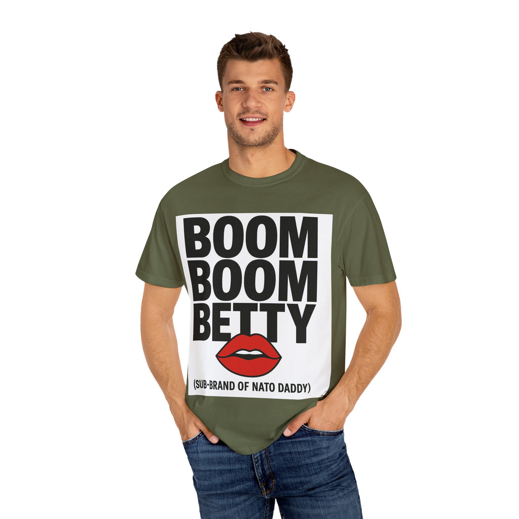 Boom Boom Betty Unisex Garment-Dyed T-shirt, Casual Tee, Cool Graphic Tee, Gift for Her, Trendy Streetwear