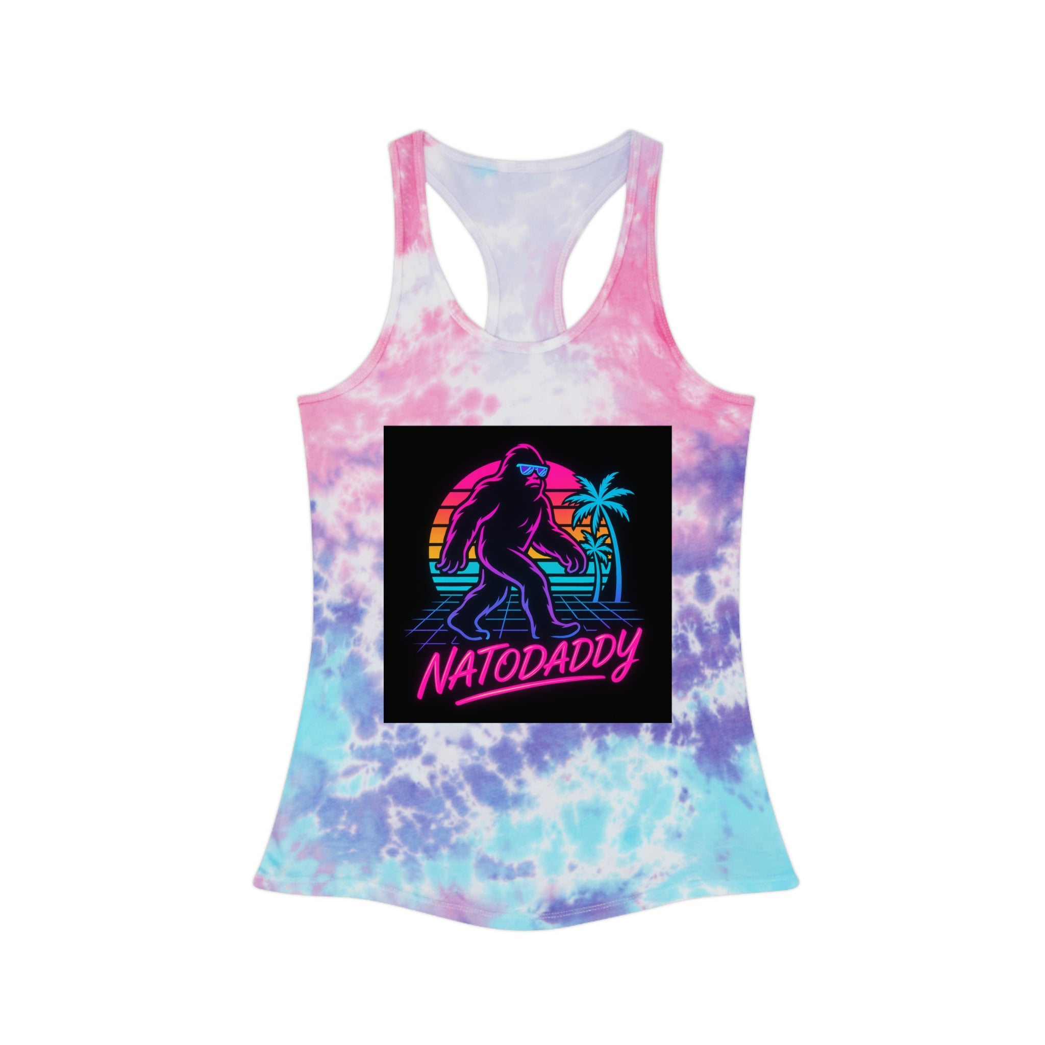 Retro Tie Dye Racerback Tank Top, Summer Workout Top, Beachwear, Vacation Essential, Gift for Dad, Festival Outfit