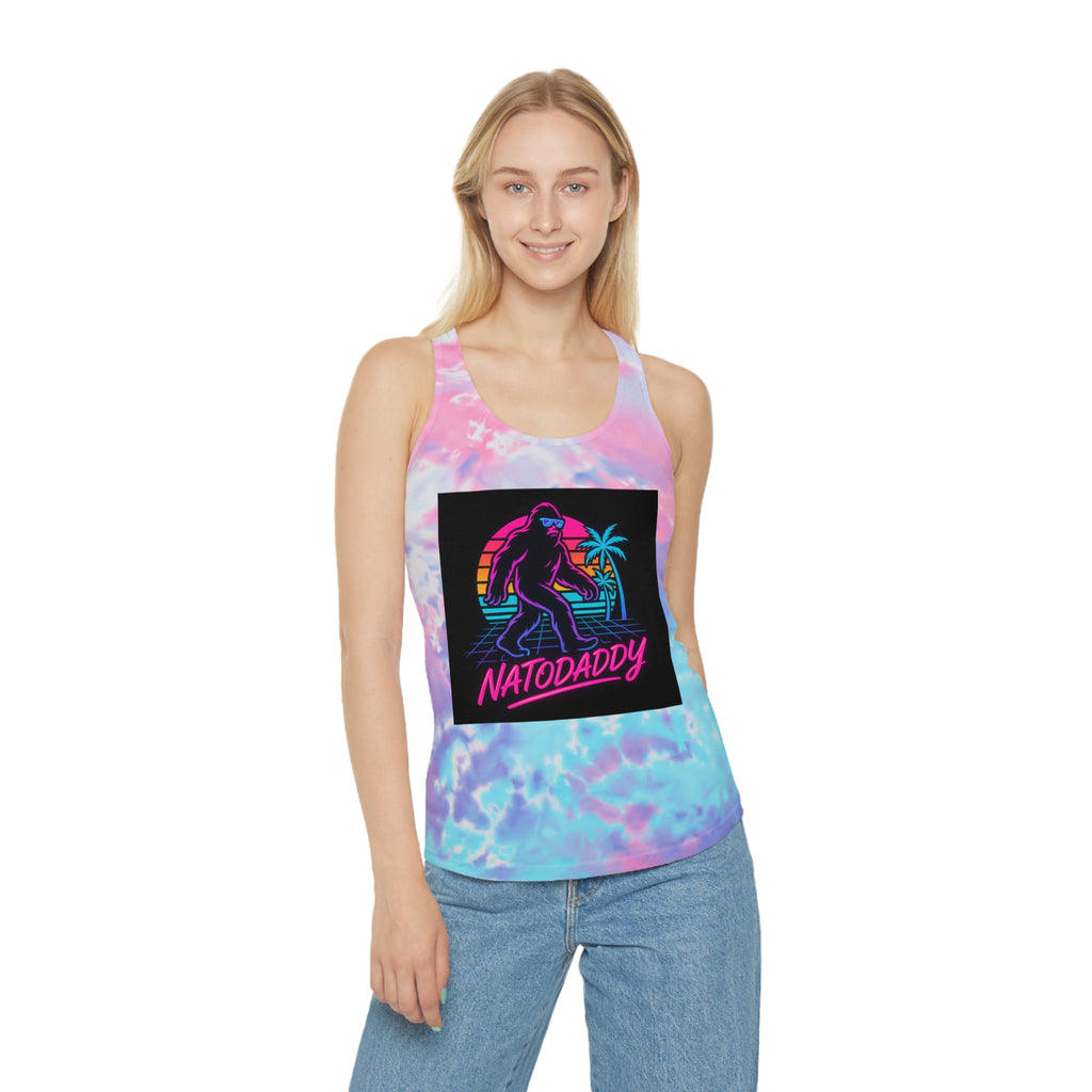 Retro Tie Dye Racerback Tank Top, Summer Workout Top, Beachwear, Vacation Essential, Gift for Dad, Festival Outfit