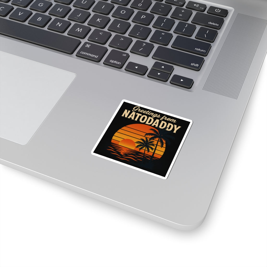 Tropical Sunset Kiss-Cut Stickers, Vinyl Decals, Laptop Stickers, Summer Vibe Decor, Greetings from Natodaddy, Travel Enthusiast Gifts