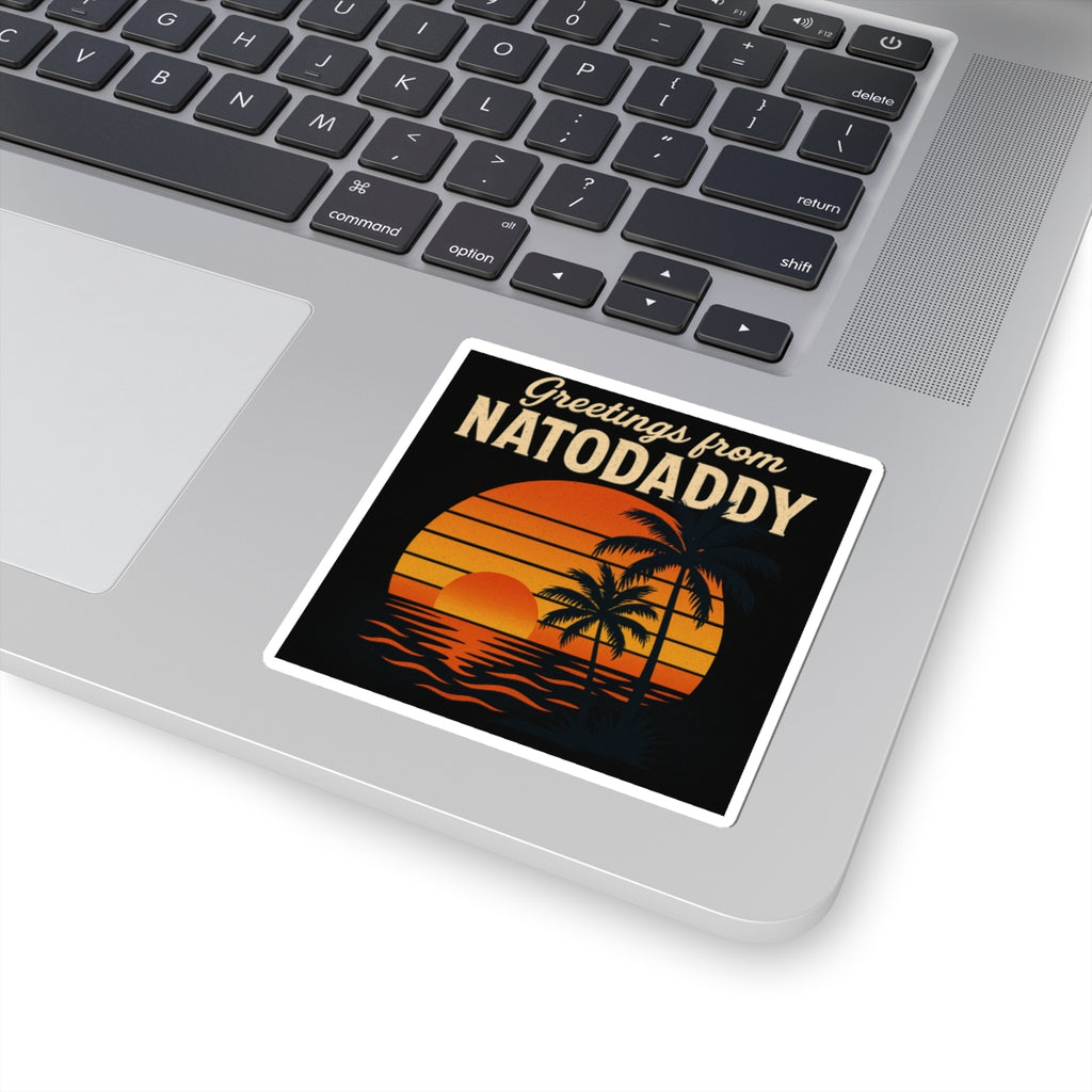 Tropical Sunset Kiss-Cut Stickers, Vinyl Decals, Laptop Stickers, Summer Vibe Decor, Greetings from Natodaddy, Travel Enthusiast Gifts