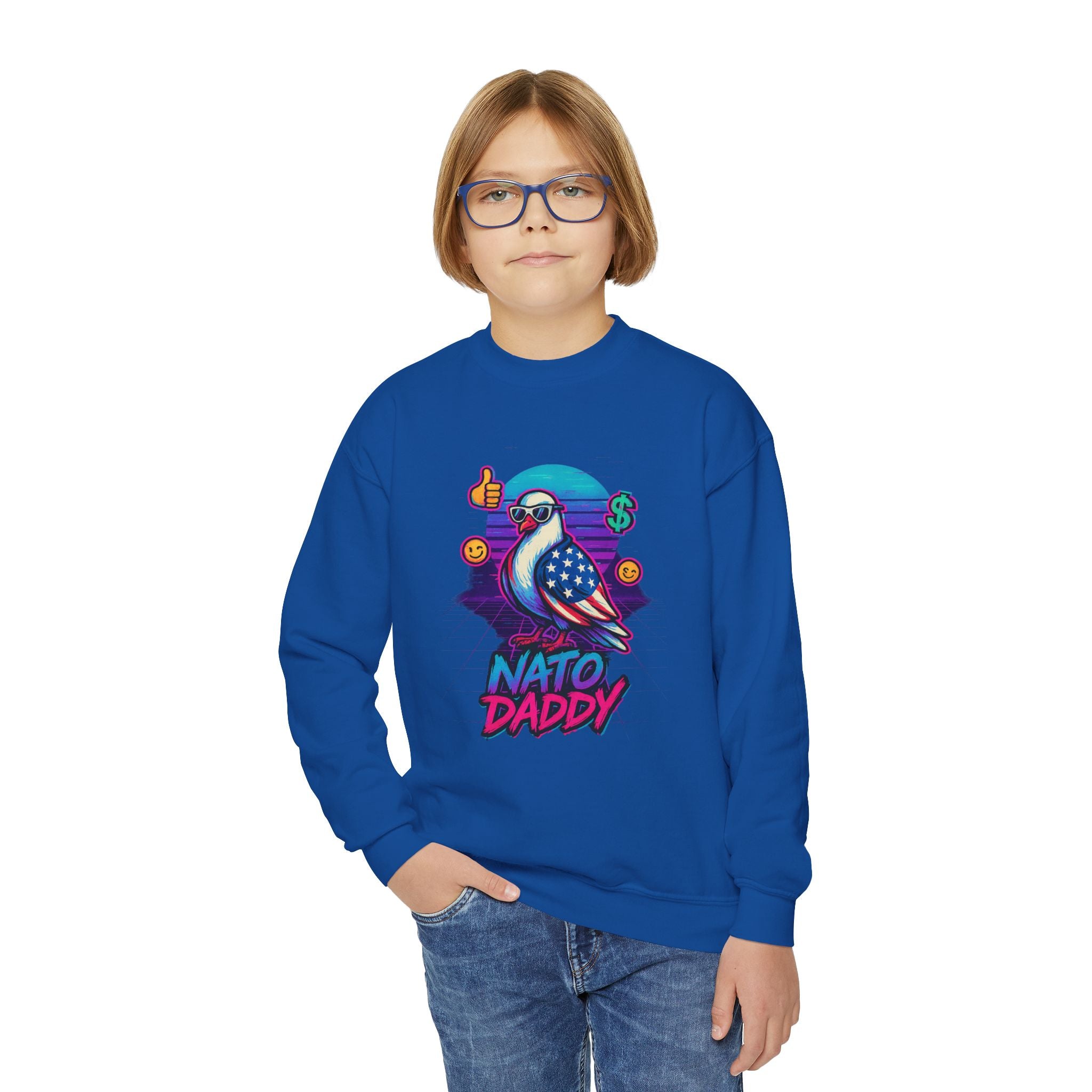 Hip Retro Youth Crewneck Sweatshirt with Fun NATO DADDY Design, Stylish Streetwear, Gift Idea for Kids, Cool Casual Wear, Trendy [...]