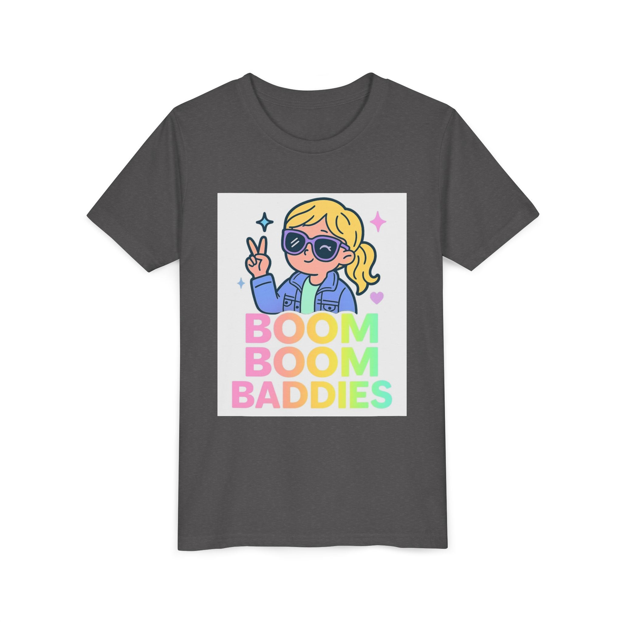 Playful Youth Tee, Fun Kids Shirt, BOOM BOOM BADDIES Graphic Tee, Cool Summer Top, Gift for Kids, Birthday Outfit