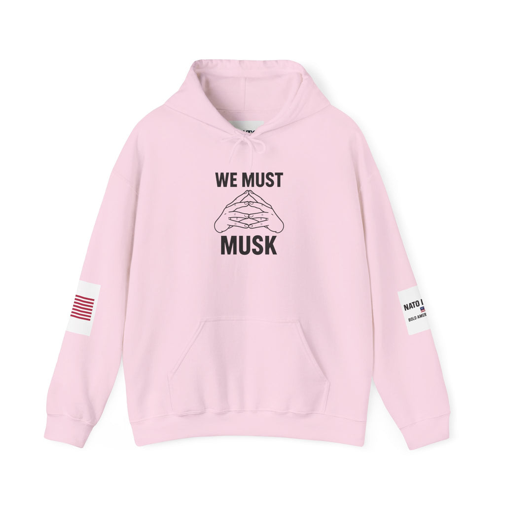Statement Hoodie: We Must Musk | Unisex Heavy Blend Sweatshirt, Casual Wear, Gift for Friends, Humor Fashion, American Pride Sweatshirt