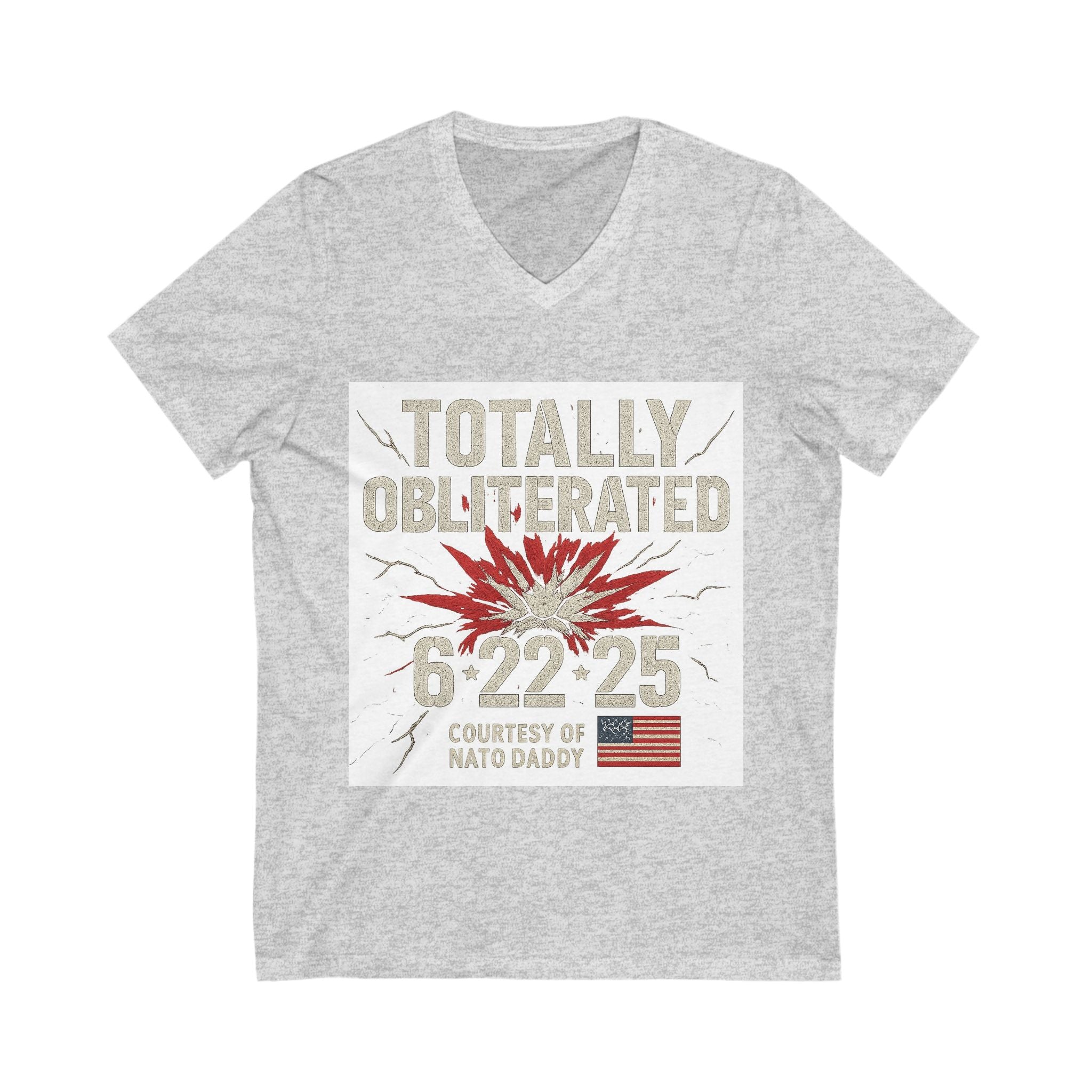 Totally Obliterated V-Neck Tee, Funny Dad Shirt, Father's Day Gift, Summer Casual Wear, Birthday Celebration Tee, Unisex Graphic Tee