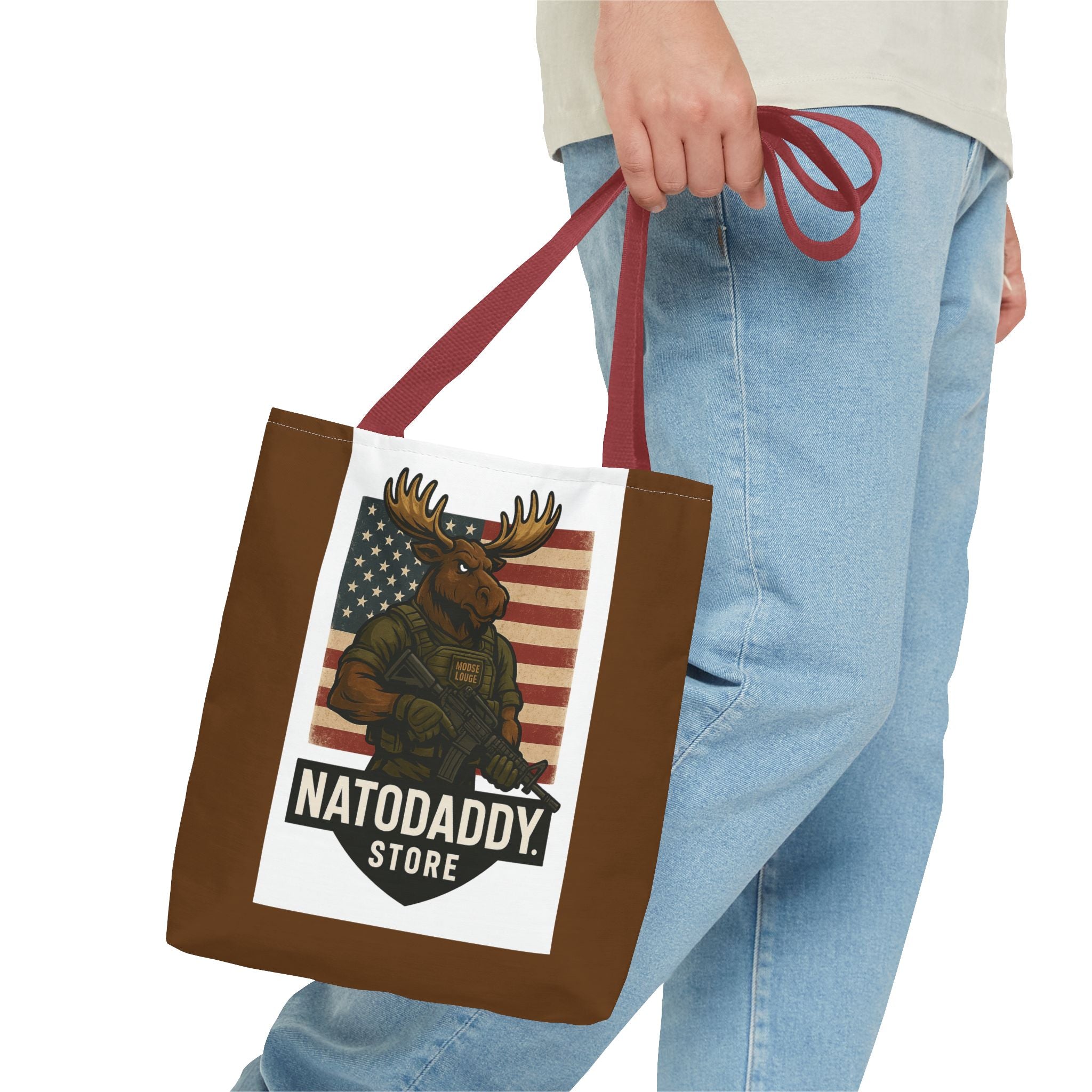 Patriotic Moose Tote Bag - Ideal for Military Pride, Gift for Outdoors Lovers, Statement Bag, Everyday Use, Travel Essentials
