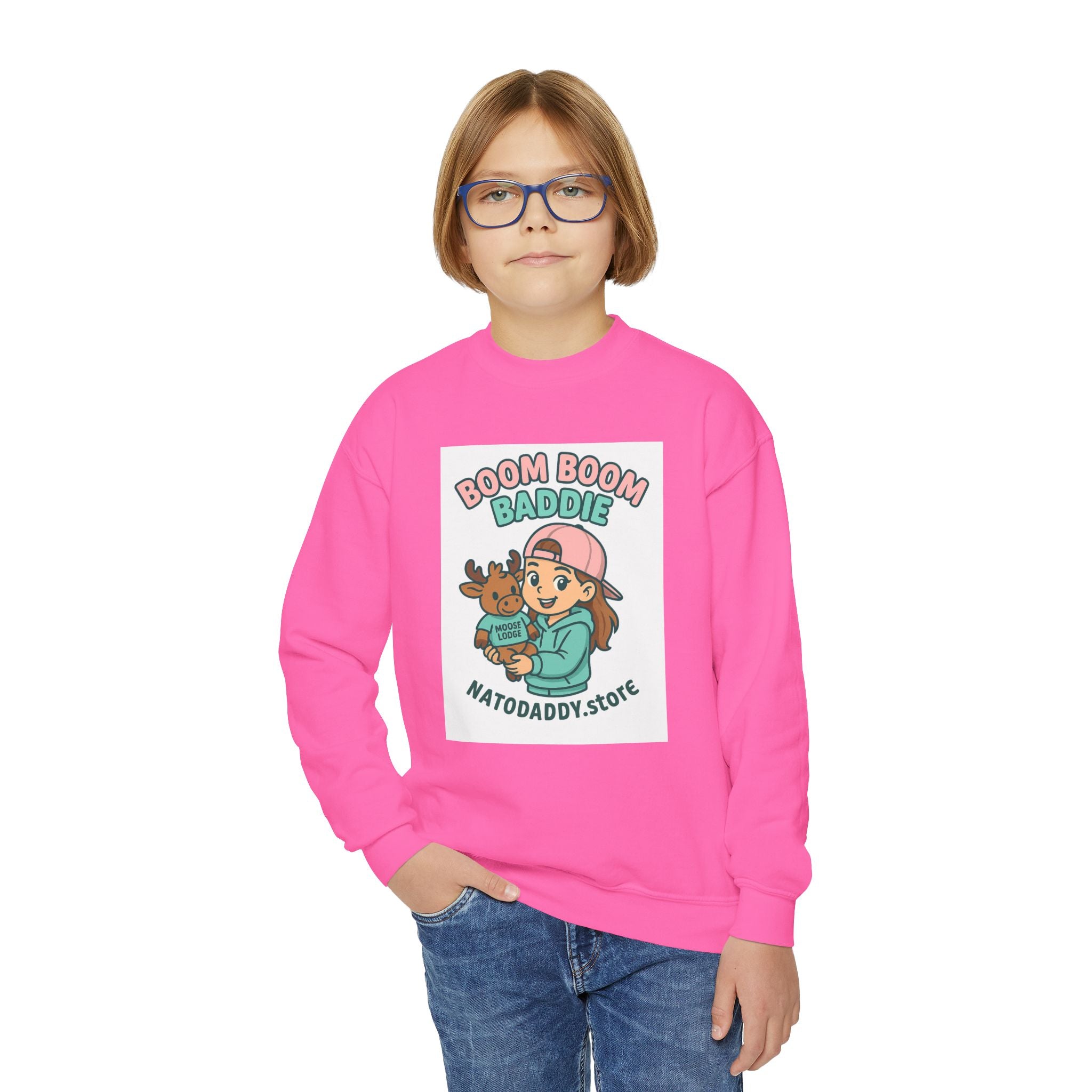 Youth Crewneck Sweatshirt with Fun Cartoon Graphics, Cozy Kids Sweater, Perfect for Everyday Wear, Birthday Gift, Holiday Apparel