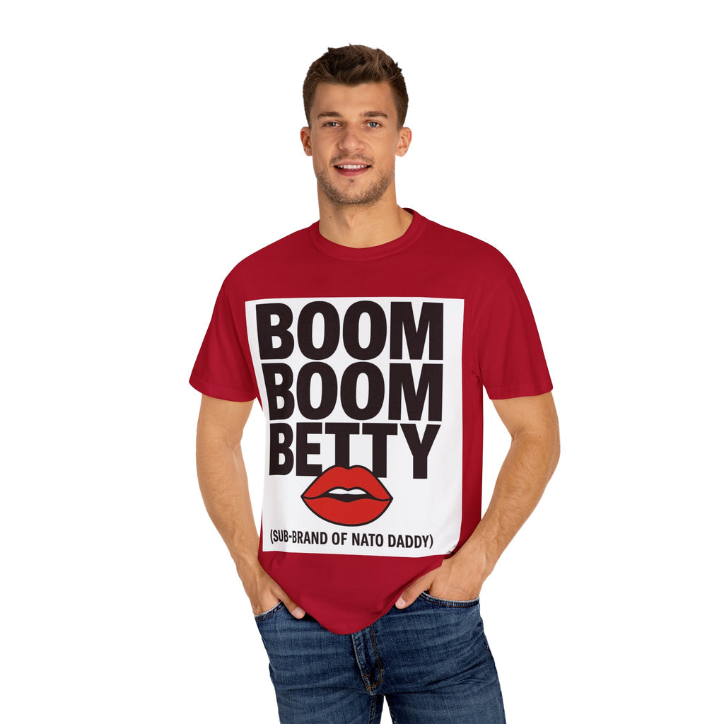 Boom Boom Betty Unisex Garment-Dyed T-shirt, Casual Tee, Cool Graphic Tee, Gift for Her, Trendy Streetwear