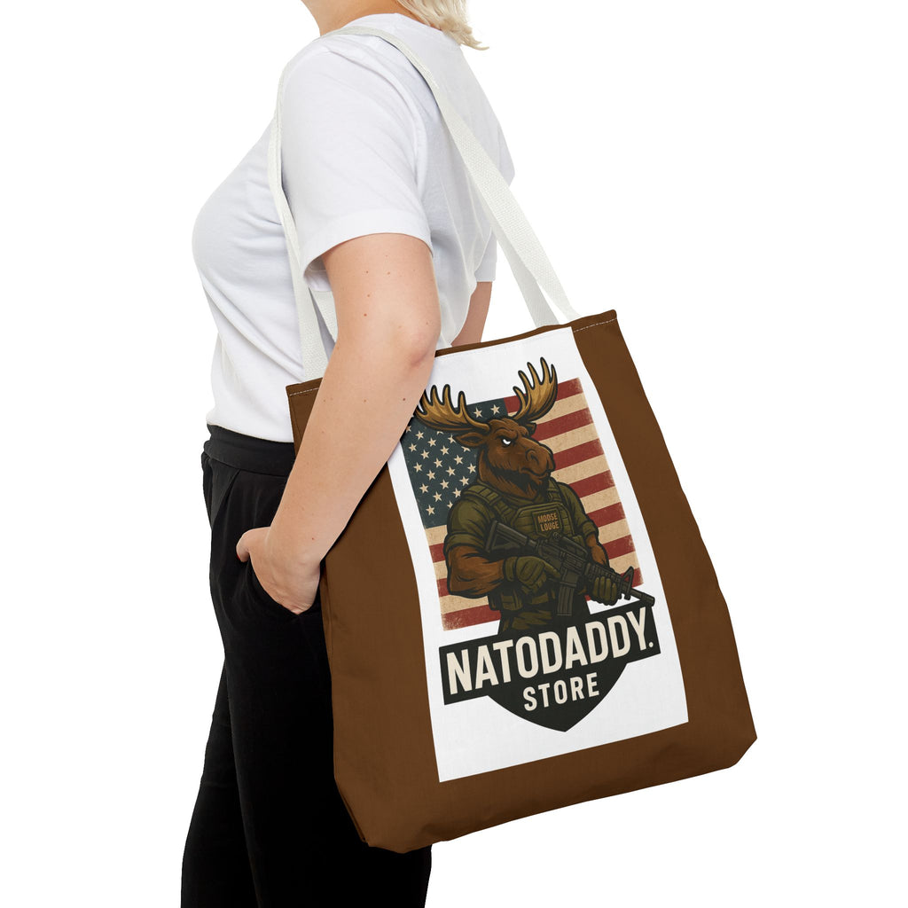 Patriotic Moose Tote Bag - Ideal for Military Pride, Gift for Outdoors Lovers, Statement Bag, Everyday Use, Travel Essentials