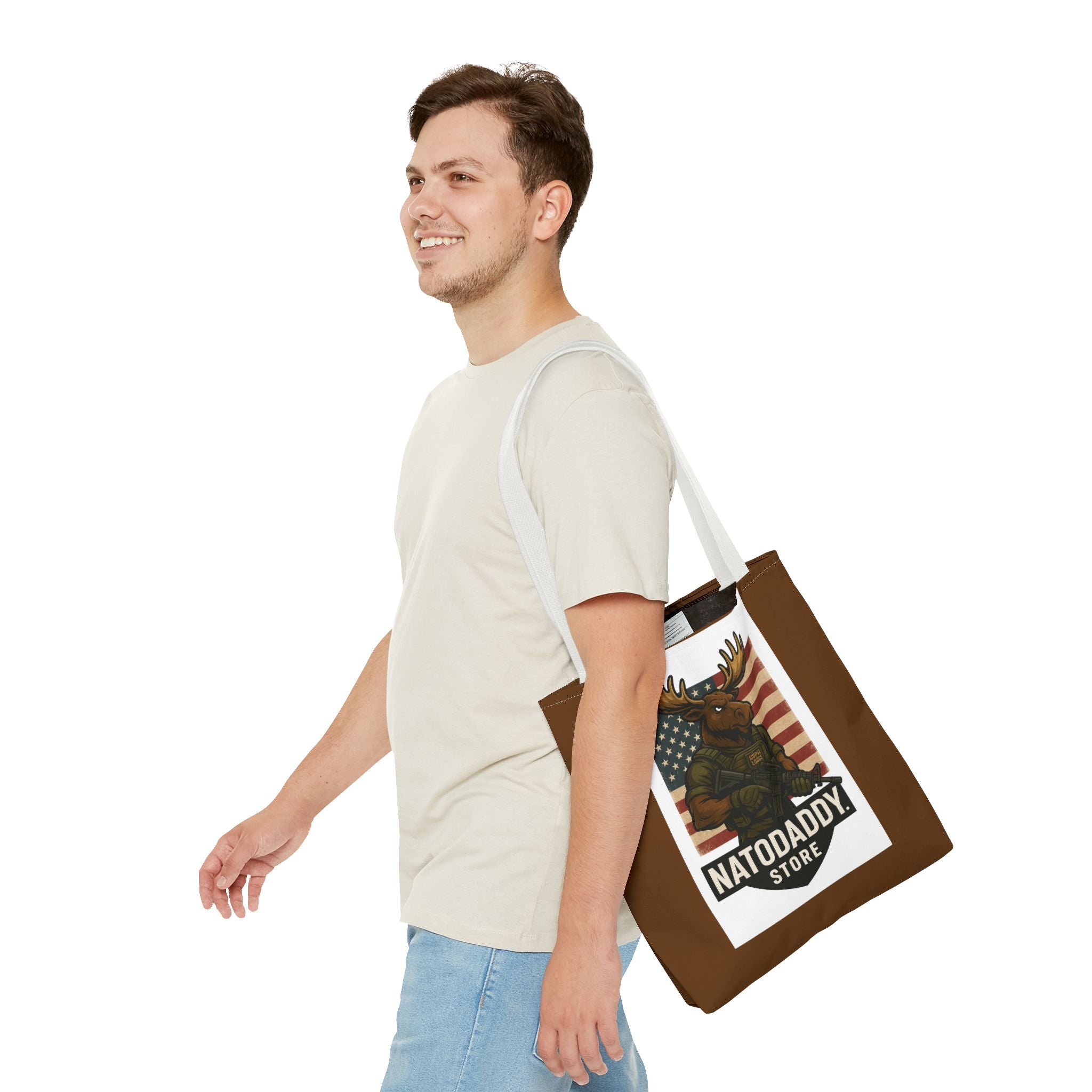 Patriotic Moose Tote Bag - Ideal for Military Pride, Gift for Outdoors Lovers, Statement Bag, Everyday Use, Travel Essentials