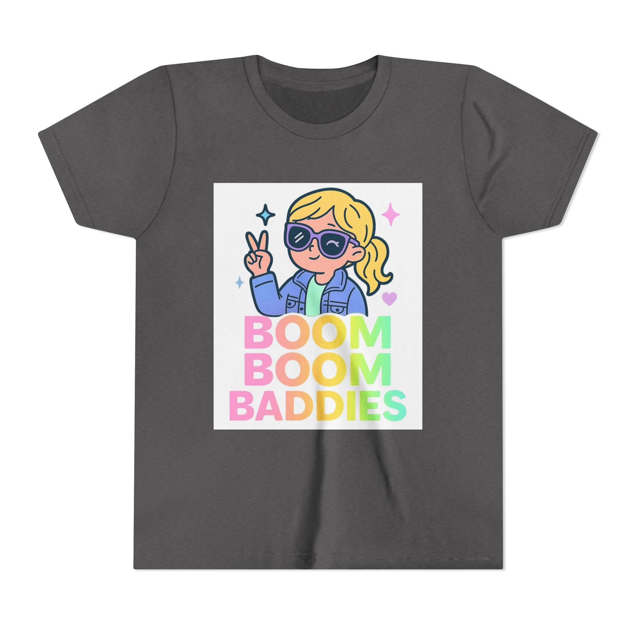 Playful Youth Tee, Fun Kids Shirt, BOOM BOOM BADDIES Graphic Tee, Cool Summer Top, Gift for Kids, Birthday Outfit