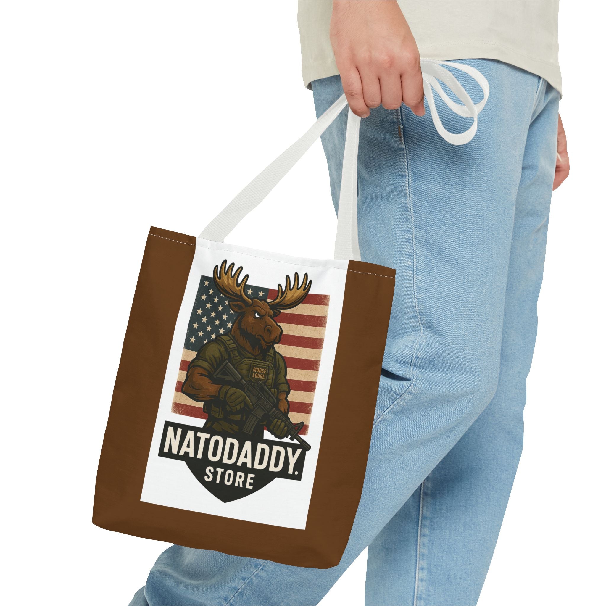 Patriotic Moose Tote Bag - Ideal for Military Pride, Gift for Outdoors Lovers, Statement Bag, Everyday Use, Travel Essentials