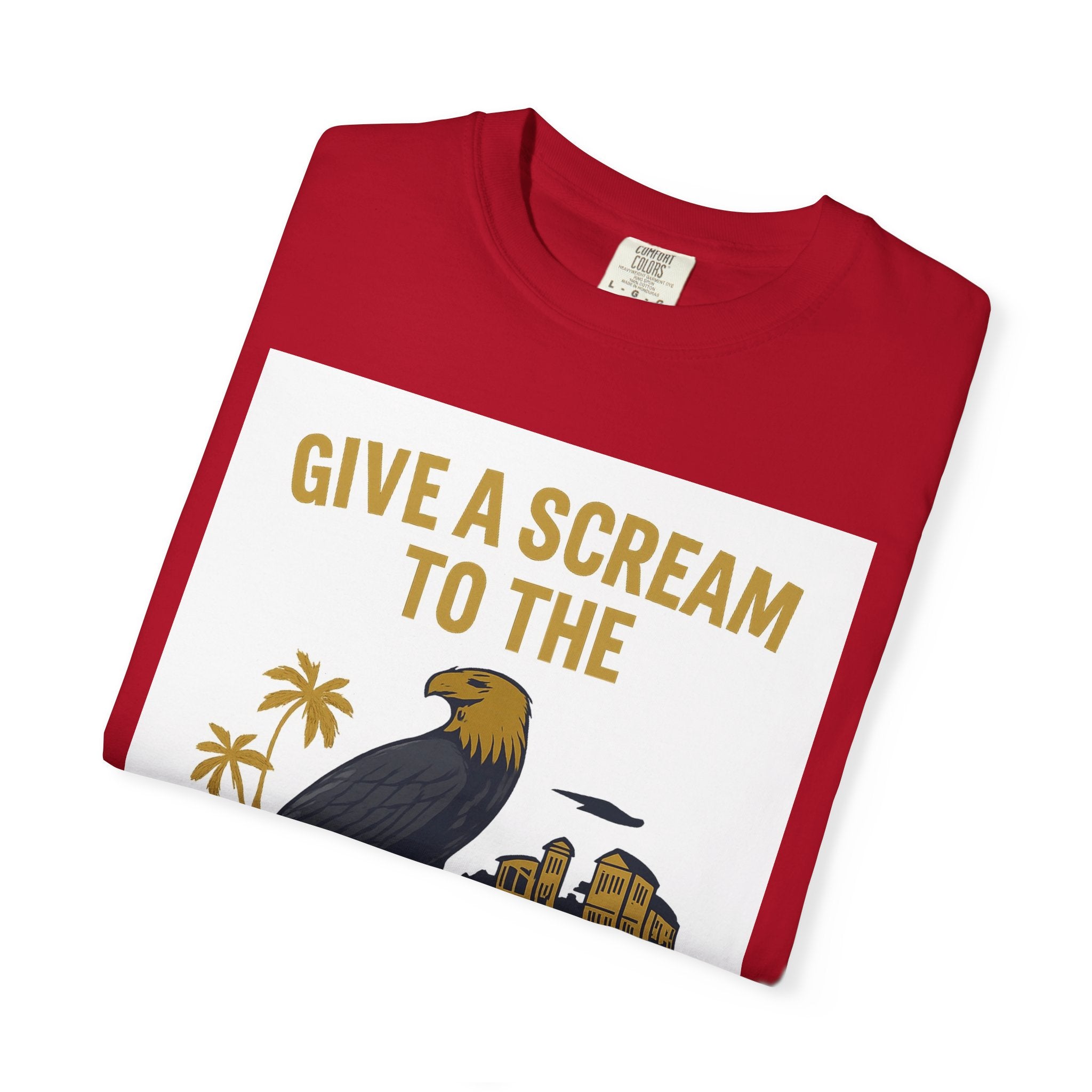 Give a Scream to the Boom Boom Team! Unisex Garment-Dyed T-Shirt, Funny Casual Tee, Gift for Dads, Beachwear, Team Spirit Apparel