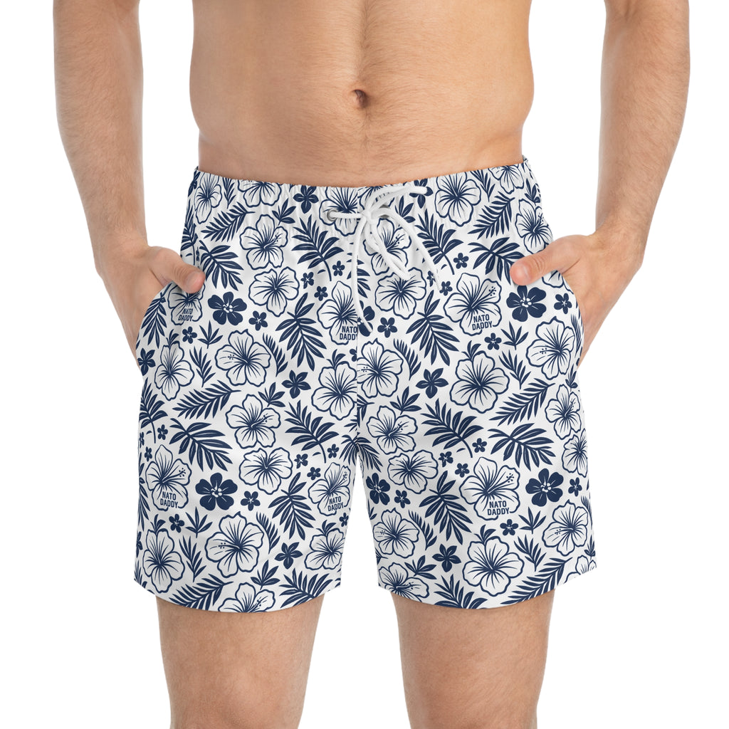 Tropical Print Swim Trunks - Fun Summer Beach Wear, Surf Shorts, Vacation Essentials, Pool Party Attire, Stylish Mens Swimwear