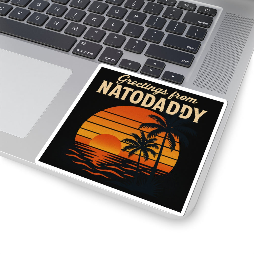 Tropical Sunset Kiss-Cut Stickers, Vinyl Decals, Laptop Stickers, Summer Vibe Decor, Greetings from Natodaddy, Travel Enthusiast Gifts