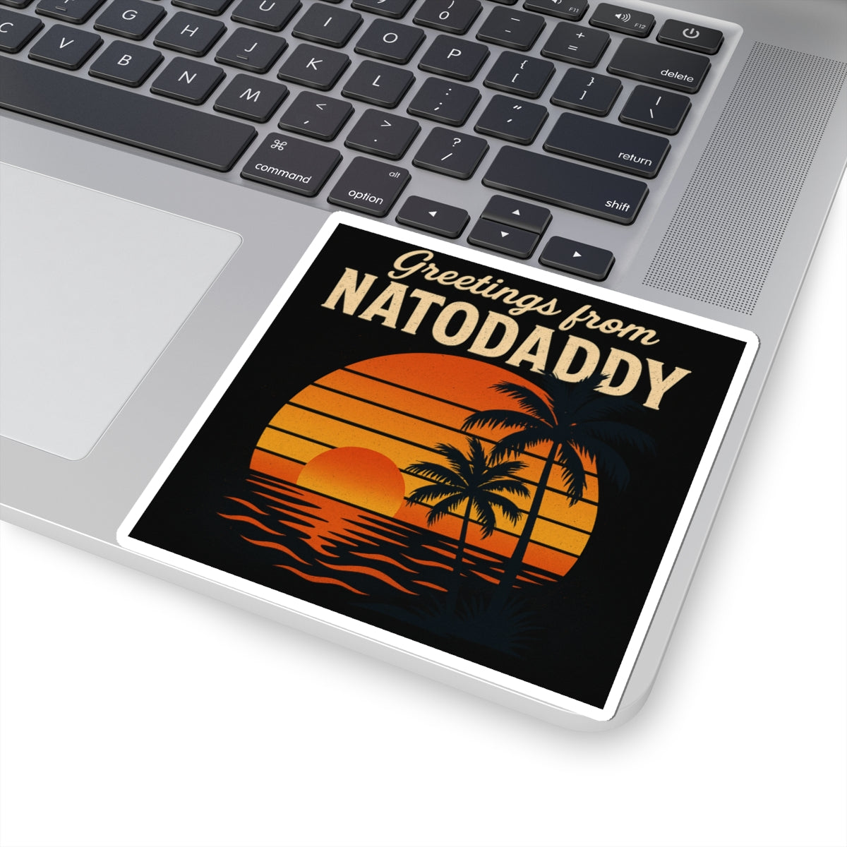 Tropical Sunset Kiss-Cut Stickers, Vinyl Decals, Laptop Stickers, Summer Vibe Decor, Greetings from Natodaddy, Travel Enthusiast Gifts