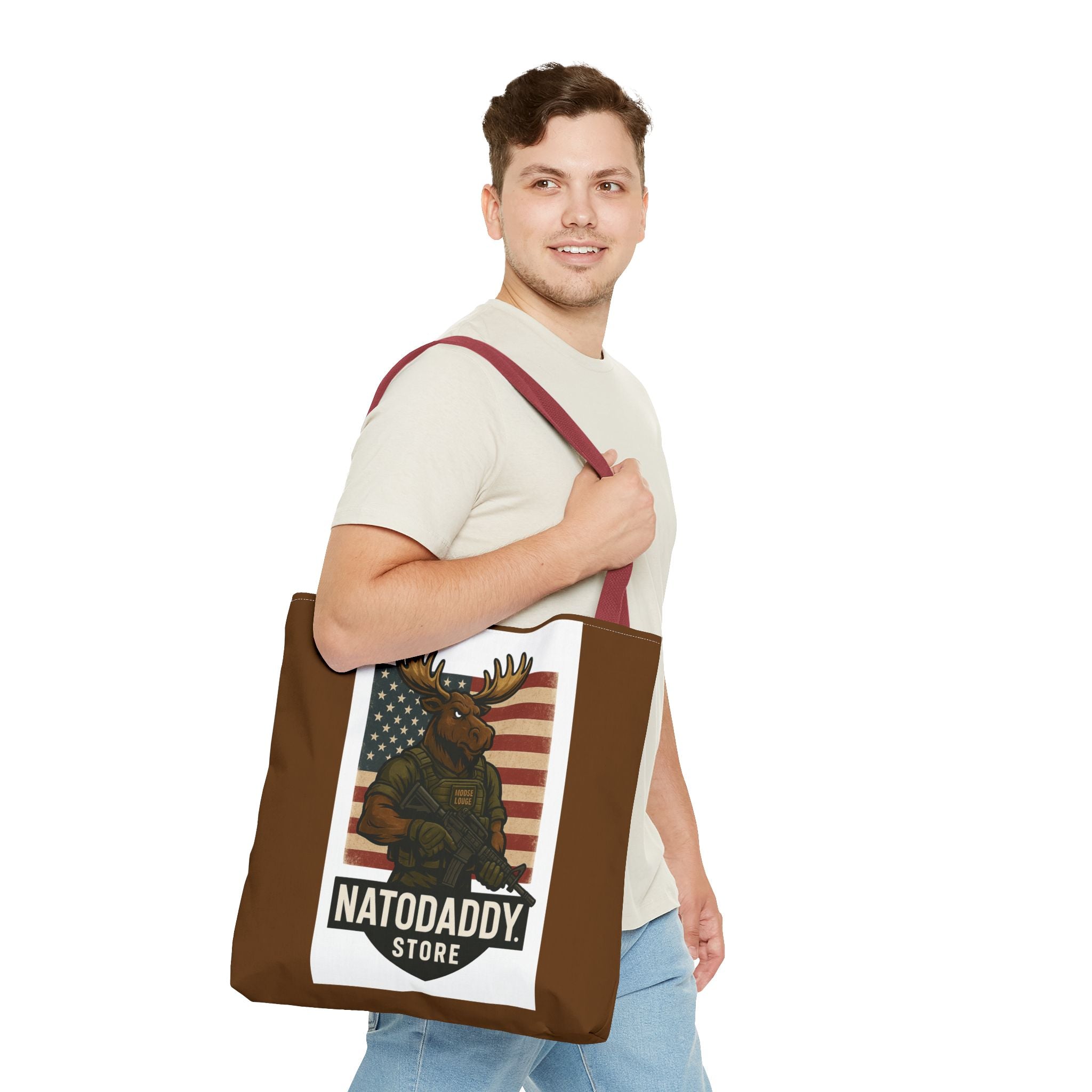 Patriotic Moose Tote Bag - Ideal for Military Pride, Gift for Outdoors Lovers, Statement Bag, Everyday Use, Travel Essentials