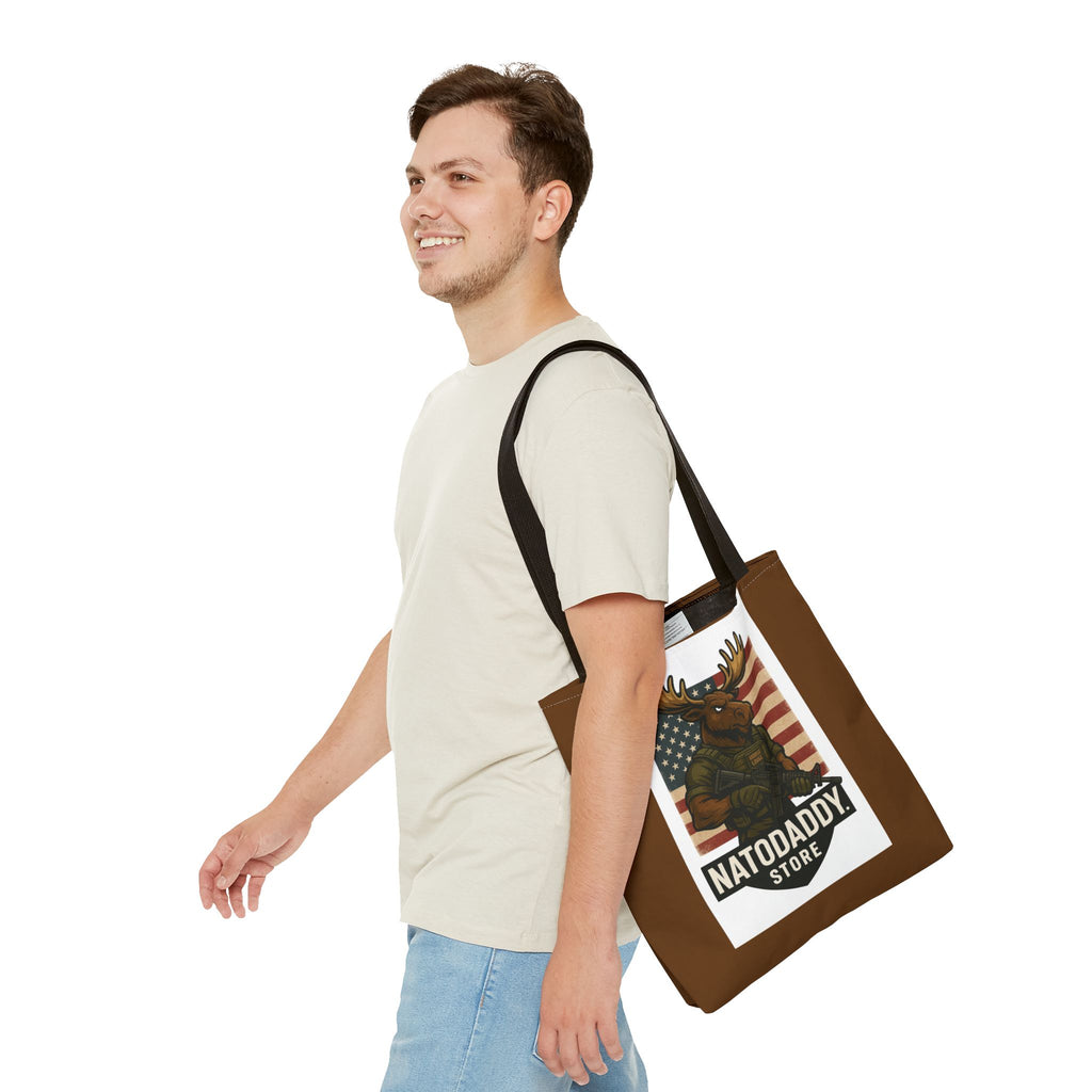 Patriotic Moose Tote Bag - Ideal for Military Pride, Gift for Outdoors Lovers, Statement Bag, Everyday Use, Travel Essentials