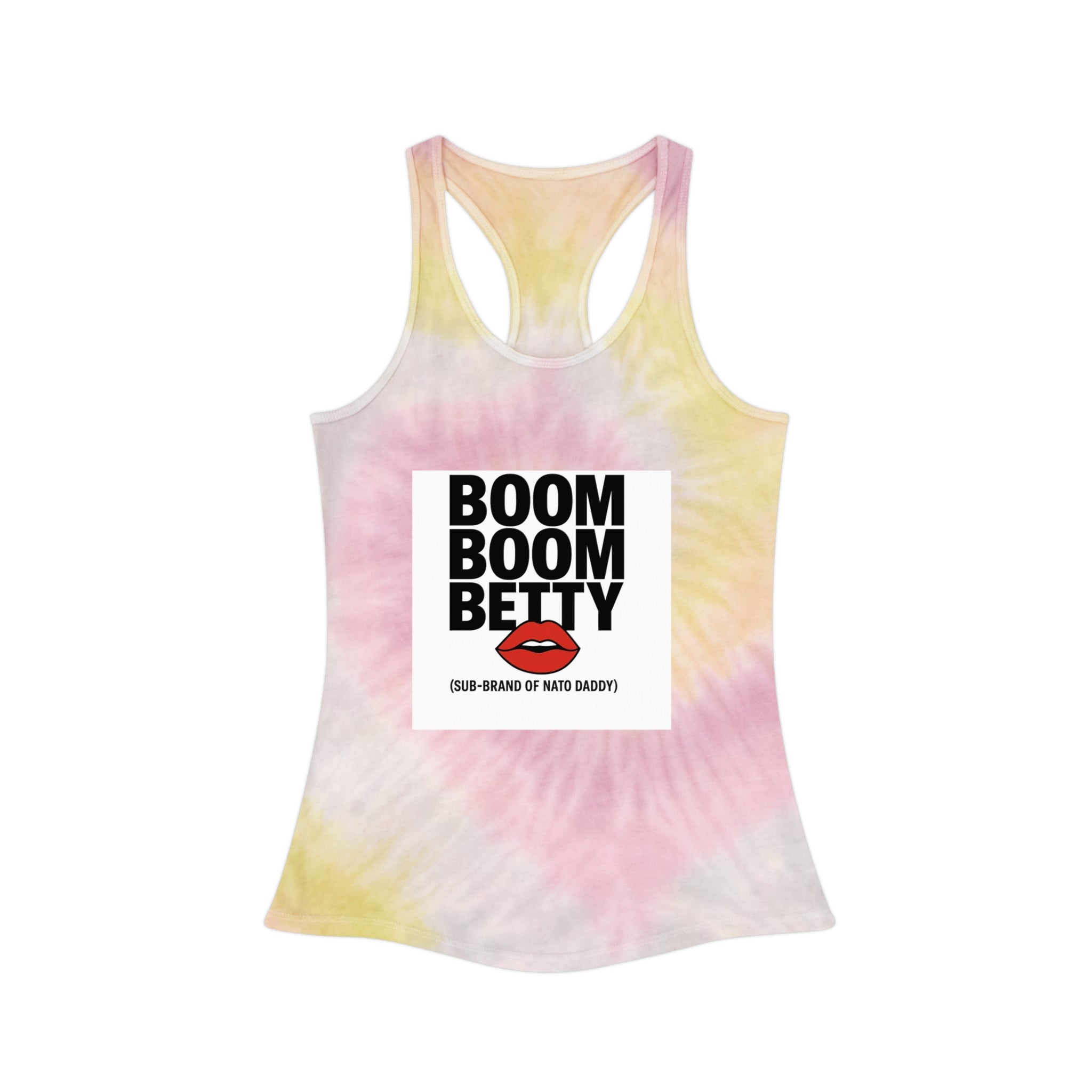 BOOM BOOM BETTY Tie Dye Racerback Tank Top - Summer Vibes, Beachwear, Festival Outfit, Casual Wear, Gift for Her