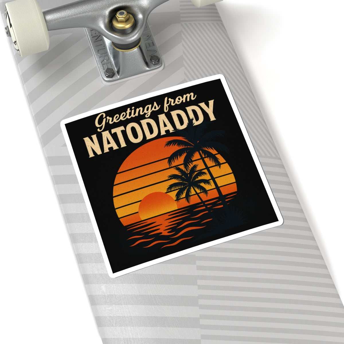 Tropical Sunset Kiss-Cut Stickers, Vinyl Decals, Laptop Stickers, Summer Vibe Decor, Greetings from Natodaddy, Travel Enthusiast Gifts