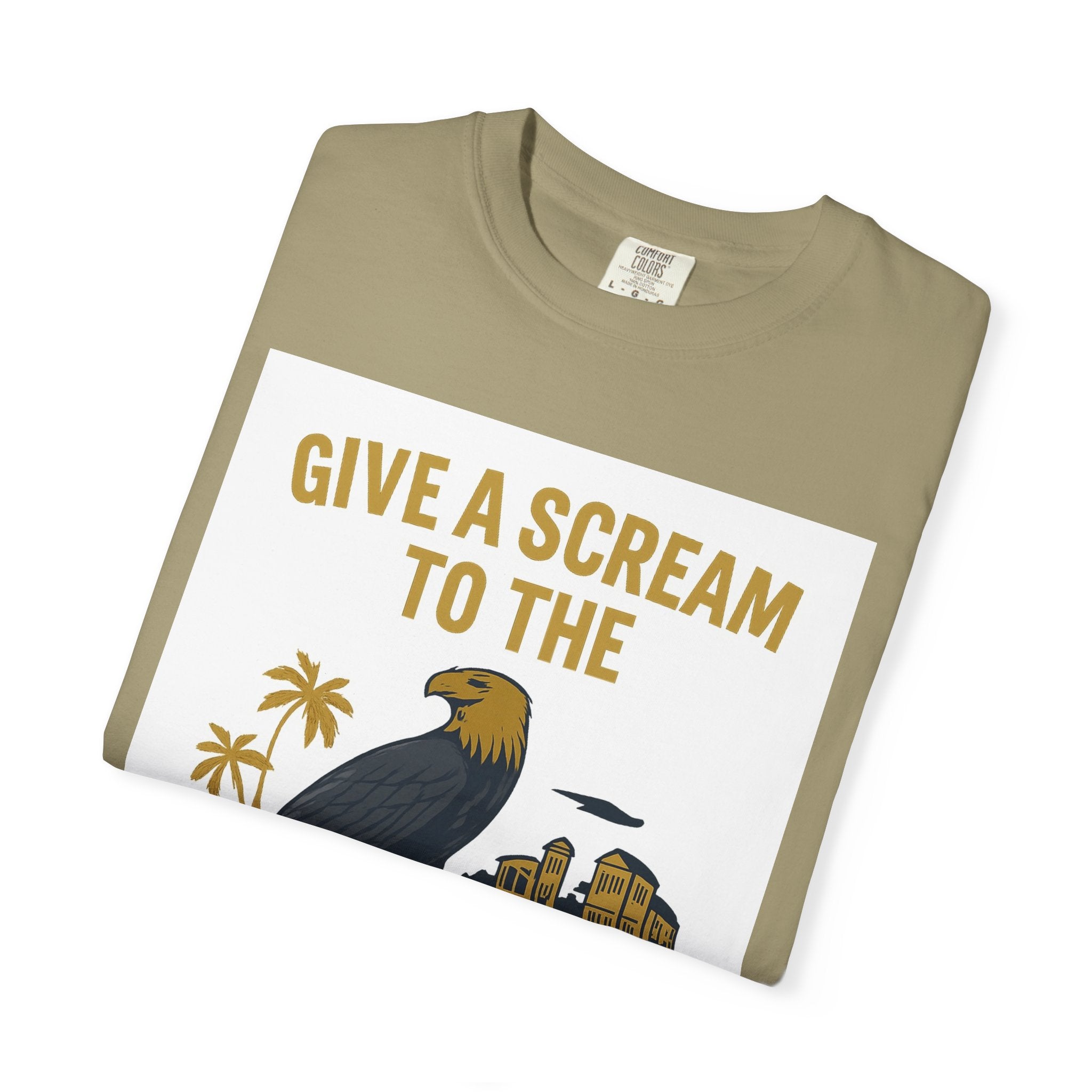 Give a Scream to the Boom Boom Team! Unisex Garment-Dyed T-Shirt, Funny Casual Tee, Gift for Dads, Beachwear, Team Spirit Apparel
