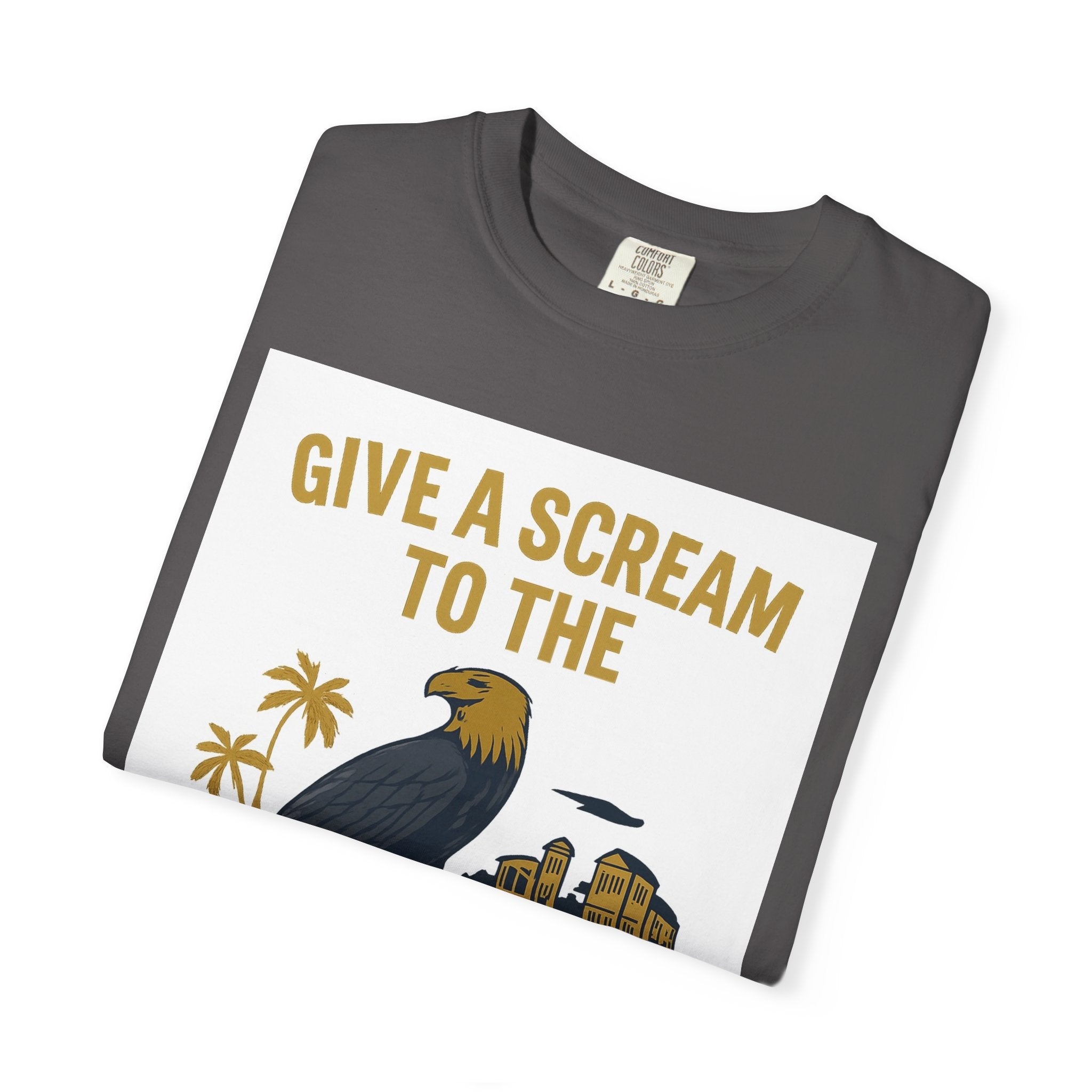 Give a Scream to the Boom Boom Team! Unisex Garment-Dyed T-Shirt, Funny Casual Tee, Gift for Dads, Beachwear, Team Spirit Apparel