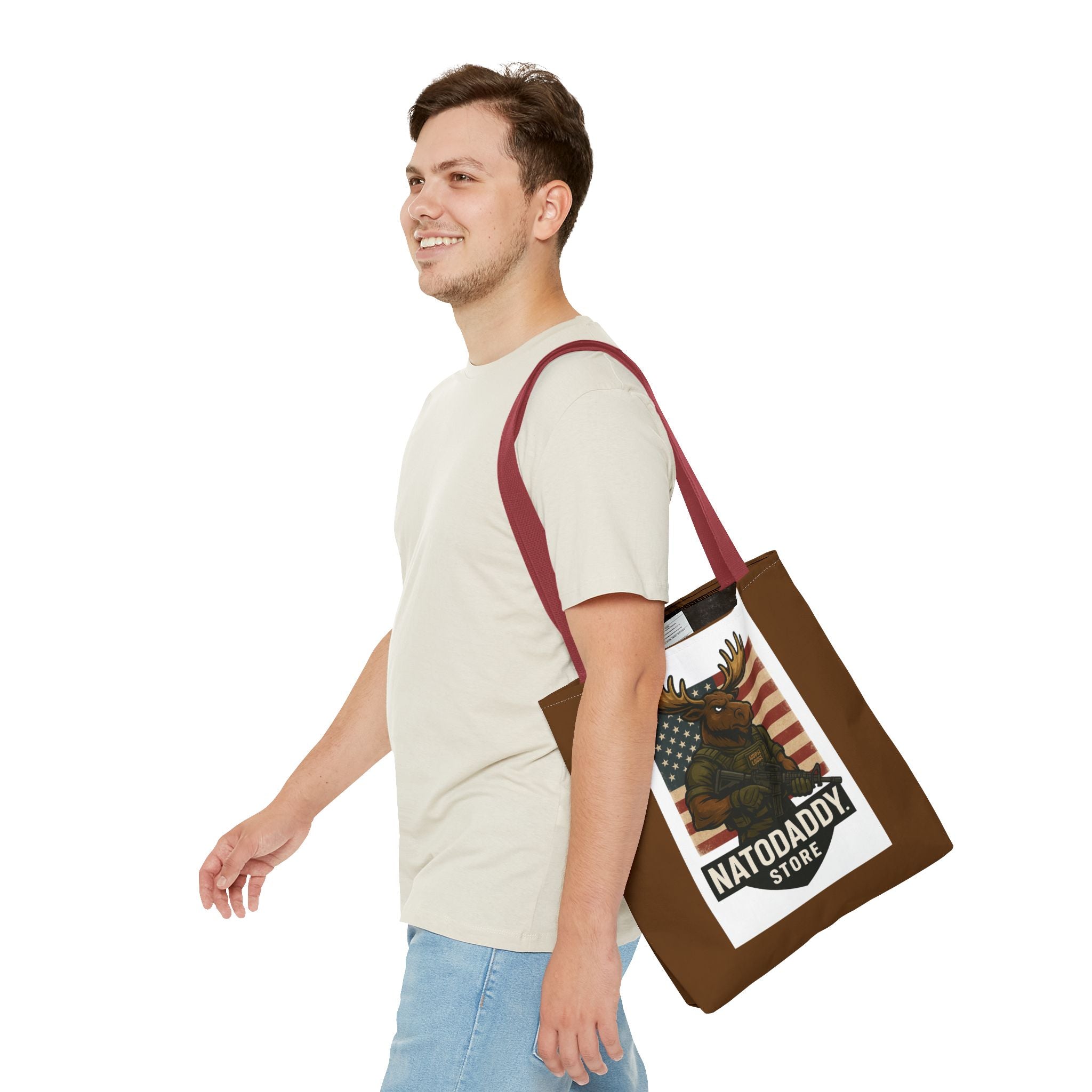 Patriotic Moose Tote Bag - Ideal for Military Pride, Gift for Outdoors Lovers, Statement Bag, Everyday Use, Travel Essentials