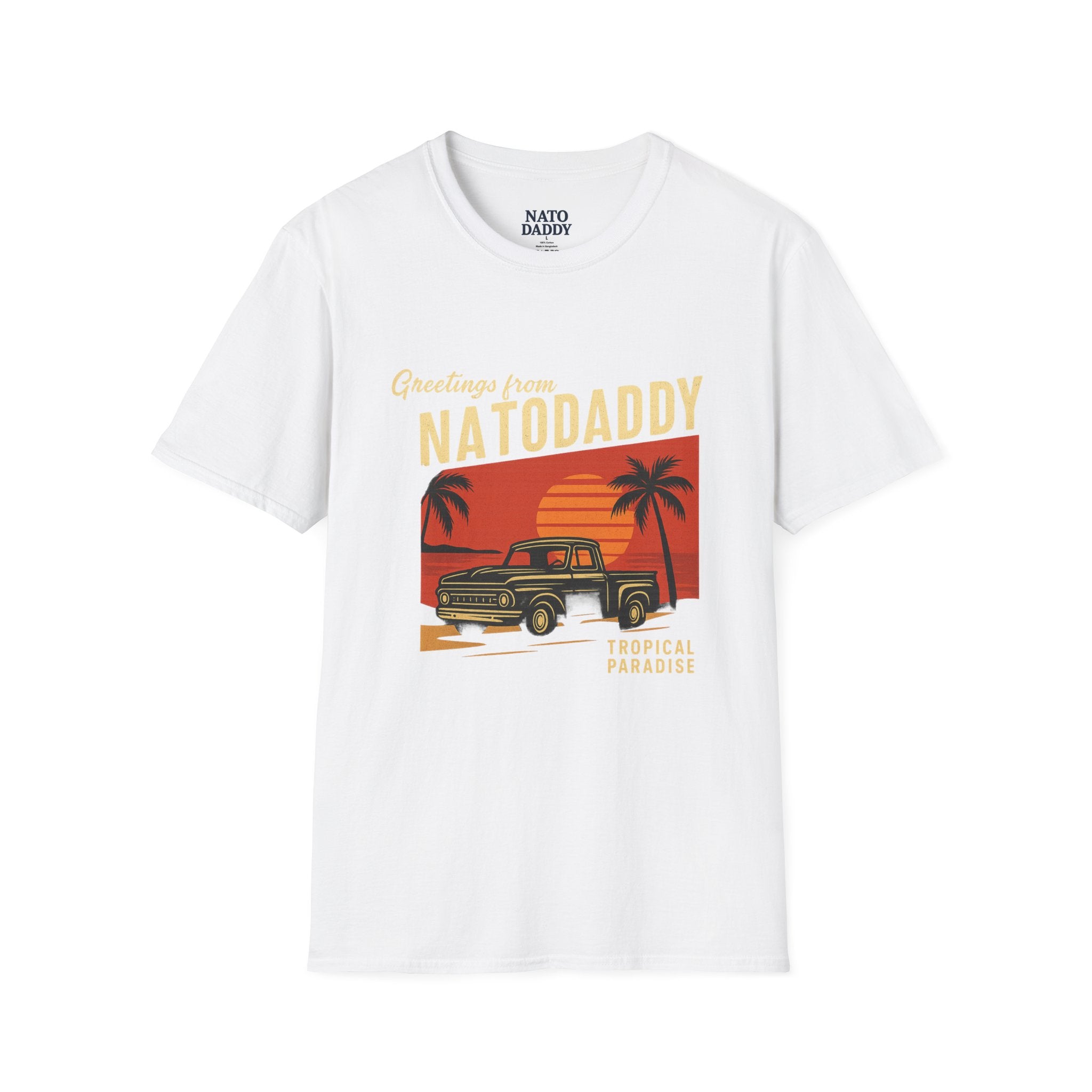 T-Shirt with Vintage Truck Design, Perfect Gift for Dads, Summer Vibes, Vacation Memories, Casual Wear