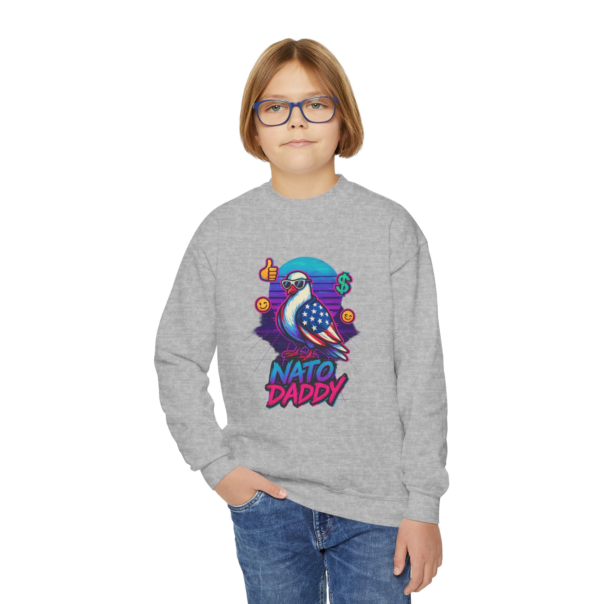 Hip Retro Youth Crewneck Sweatshirt with Fun NATO DADDY Design, Stylish Streetwear, Gift Idea for Kids, Cool Casual Wear, Trendy [...]