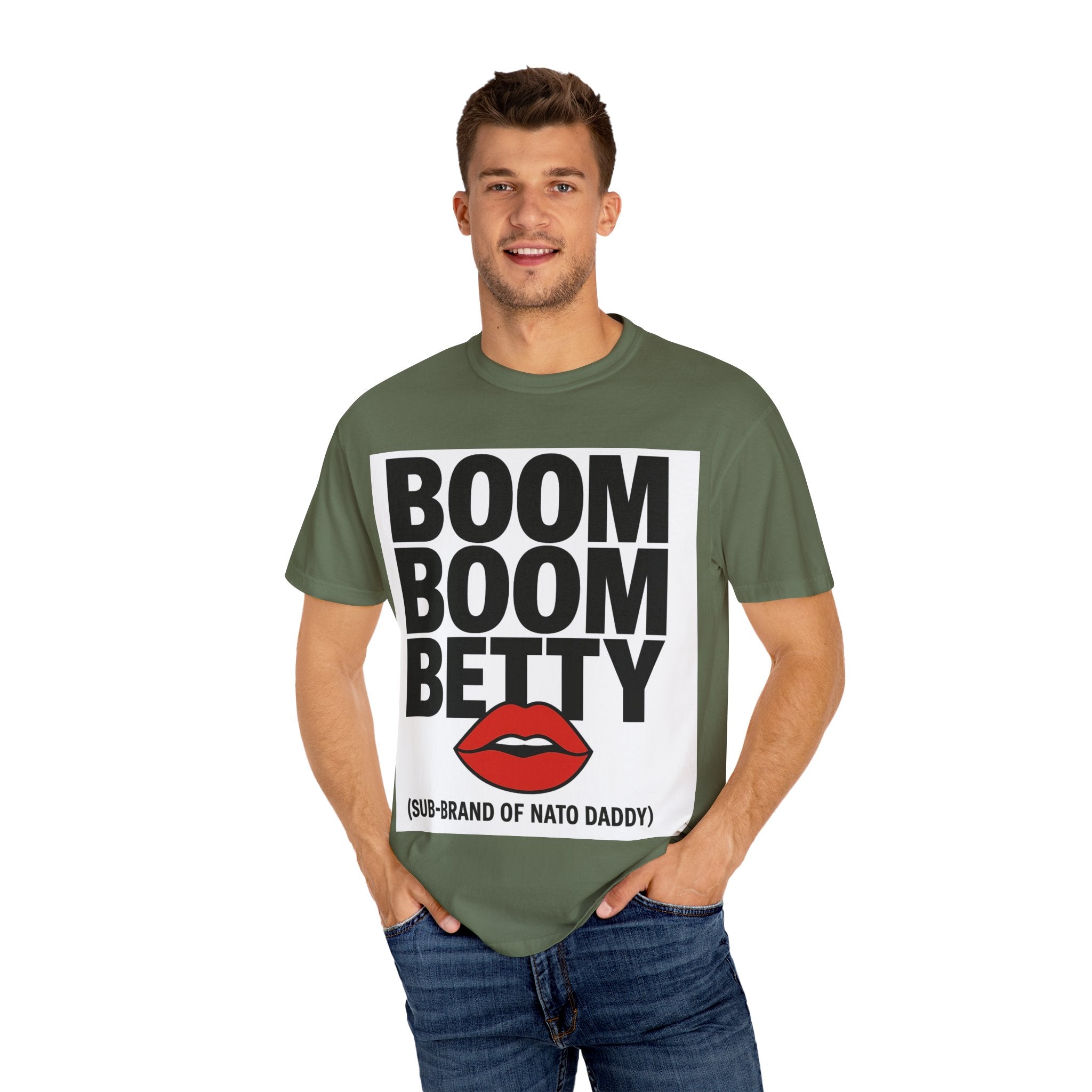 Boom Boom Betty Unisex Garment-Dyed T-shirt, Casual Tee, Cool Graphic Tee, Gift for Her, Trendy Streetwear