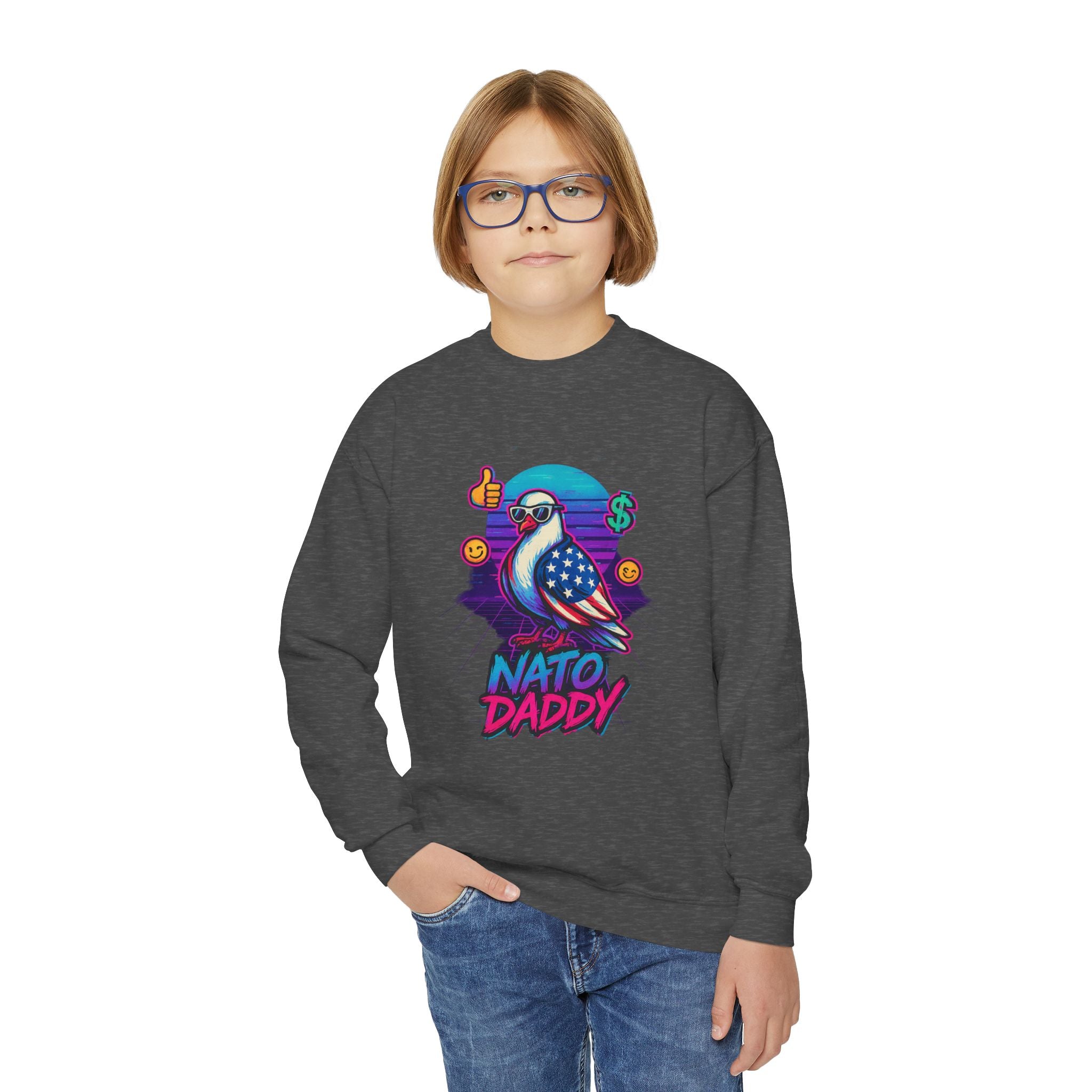 Hip Retro Youth Crewneck Sweatshirt with Fun NATO DADDY Design, Stylish Streetwear, Gift Idea for Kids, Cool Casual Wear, Trendy [...]