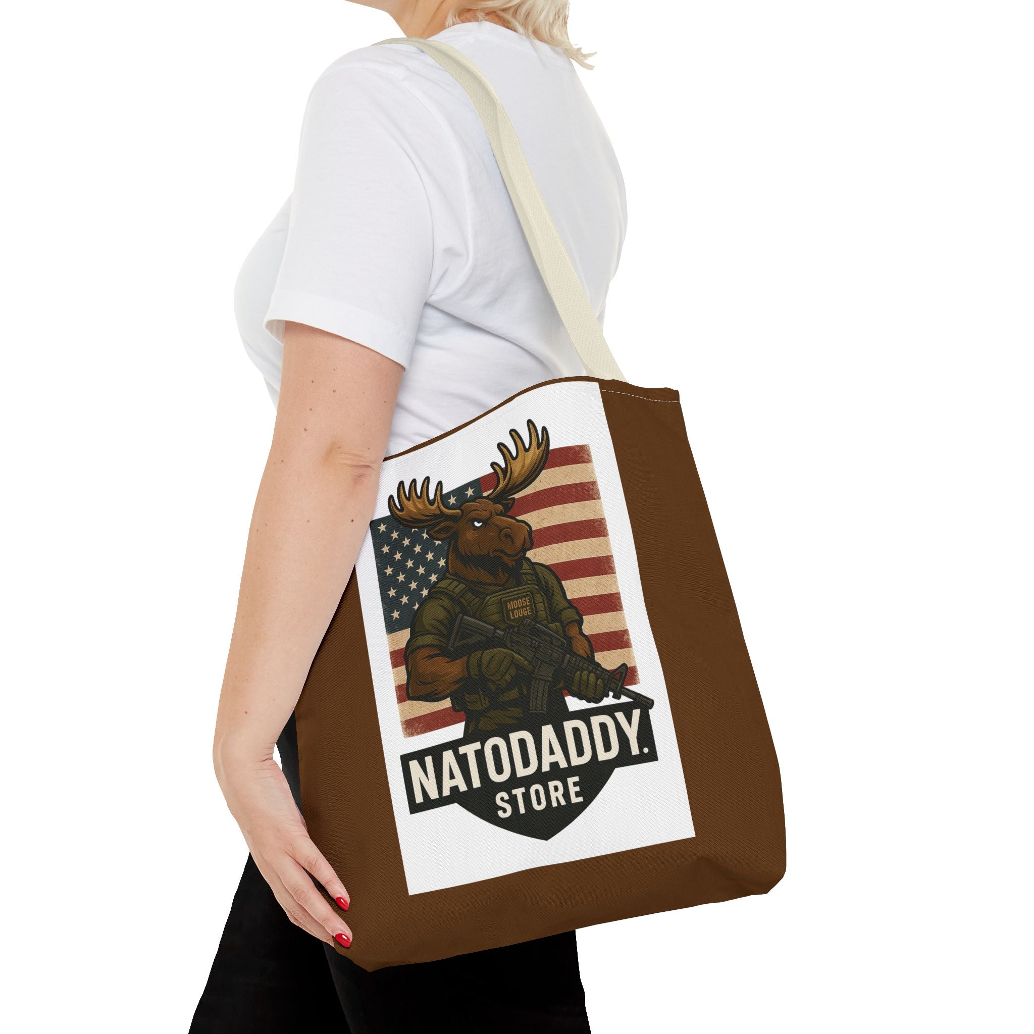 Patriotic Moose Tote Bag - Ideal for Military Pride, Gift for Outdoors Lovers, Statement Bag, Everyday Use, Travel Essentials