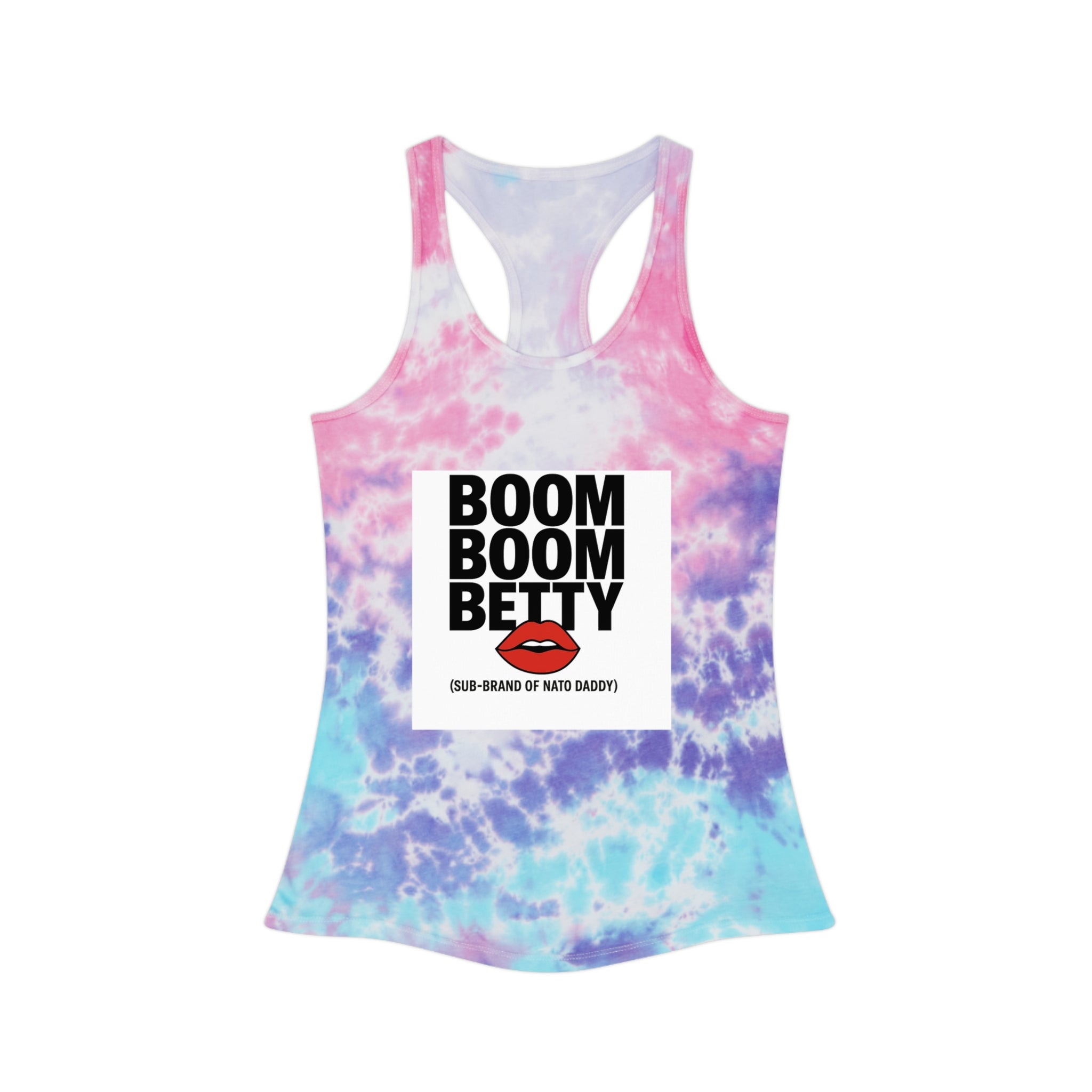 BOOM BOOM BETTY Tie Dye Racerback Tank Top - Summer Vibes, Beachwear, Festival Outfit, Casual Wear, Gift for Her