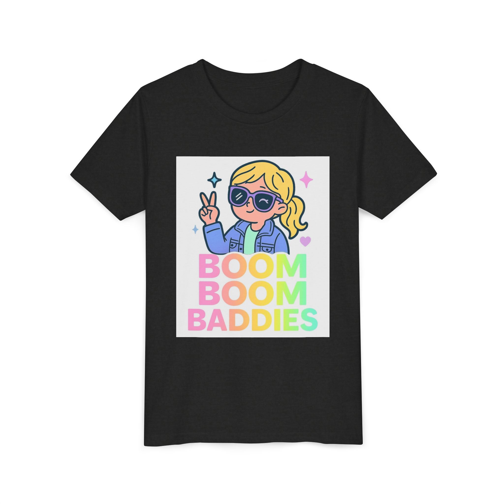 Playful Youth Tee, Fun Kids Shirt, BOOM BOOM BADDIES Graphic Tee, Cool Summer Top, Gift for Kids, Birthday Outfit