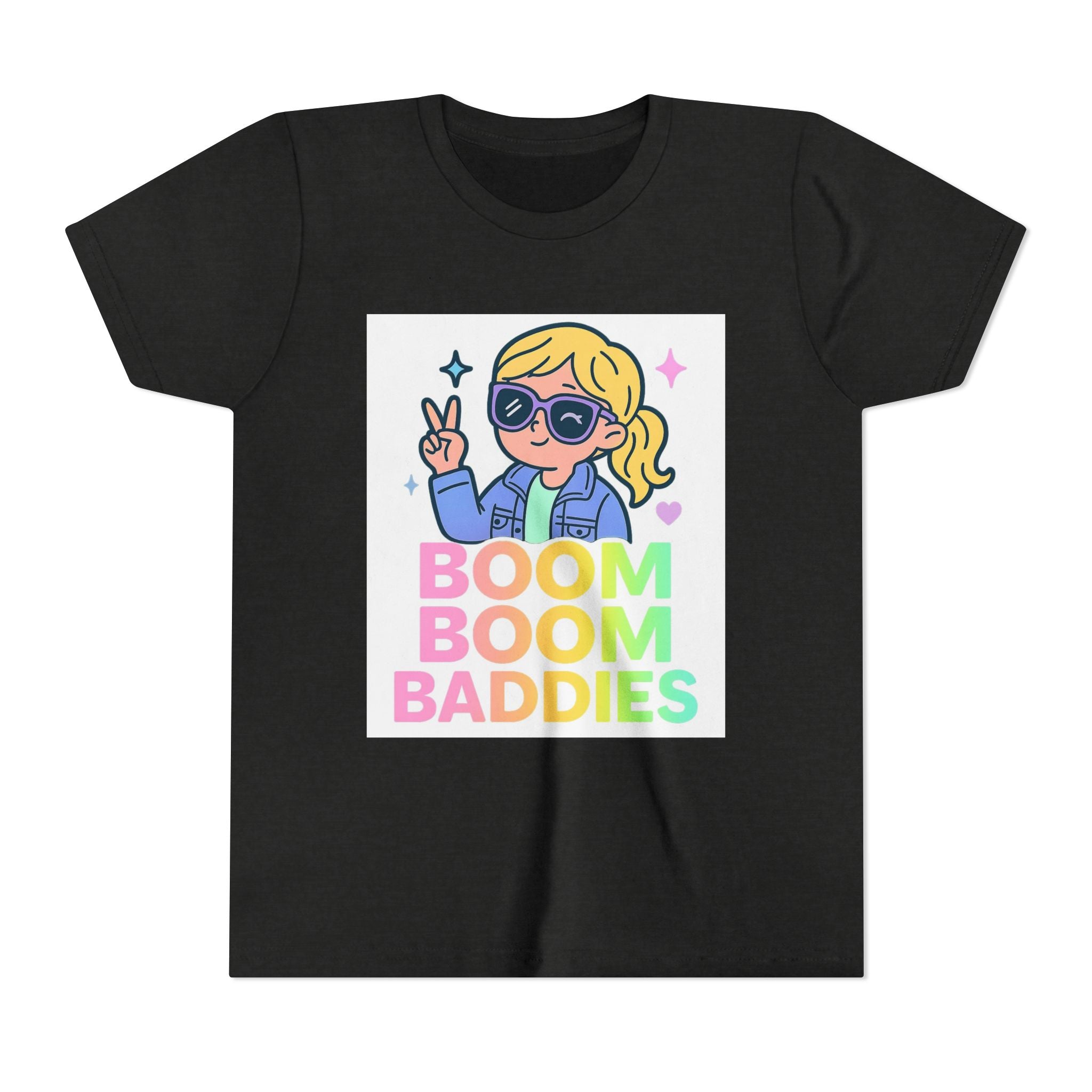 Playful Youth Tee, Fun Kids Shirt, BOOM BOOM BADDIES Graphic Tee, Cool Summer Top, Gift for Kids, Birthday Outfit