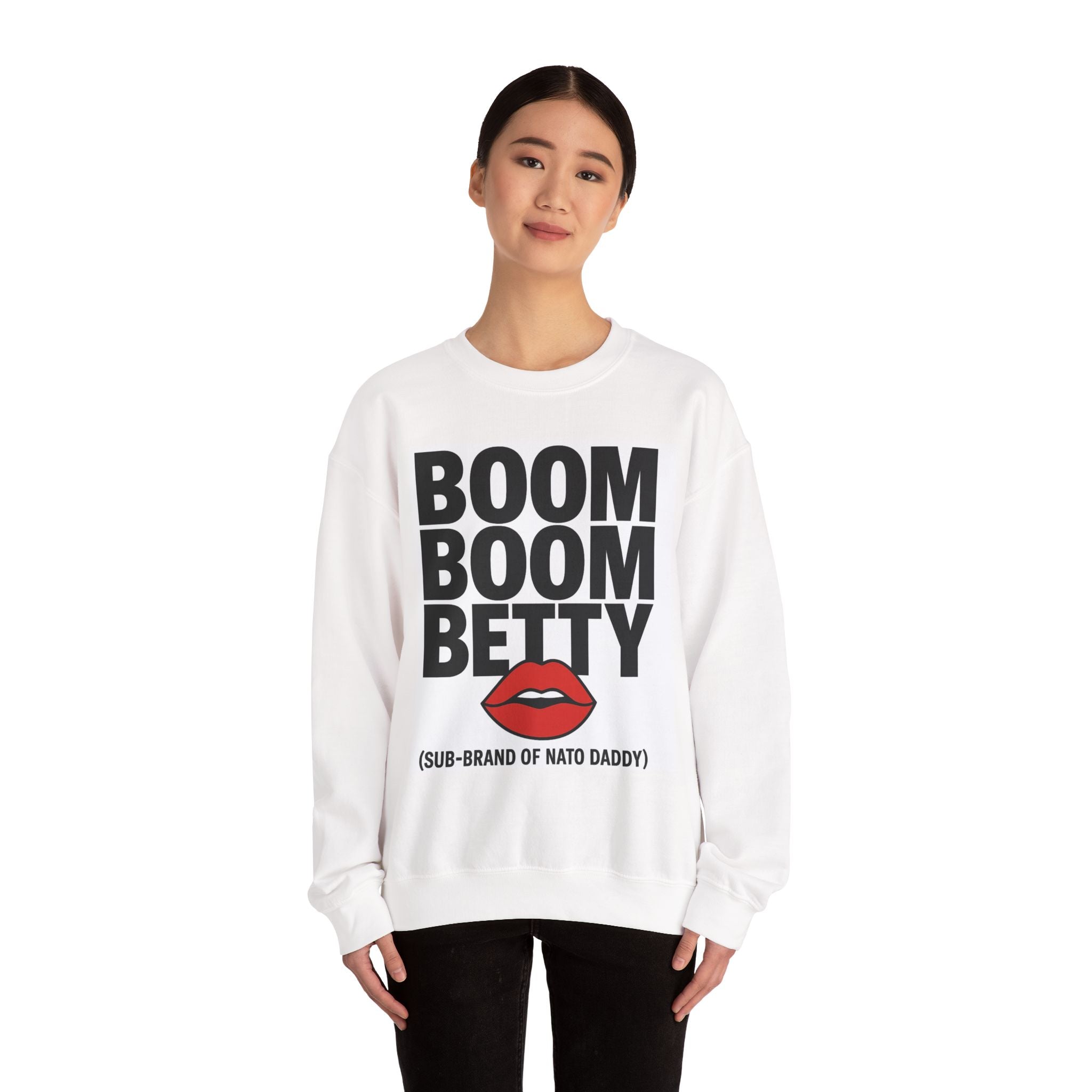 Unisex Boom Boom Betty Sweatshirt, Cozy Streetwear Outfit, Gift Idea for Him/Her, Fashion Statement Crewneck, Perfect for Casual Wear