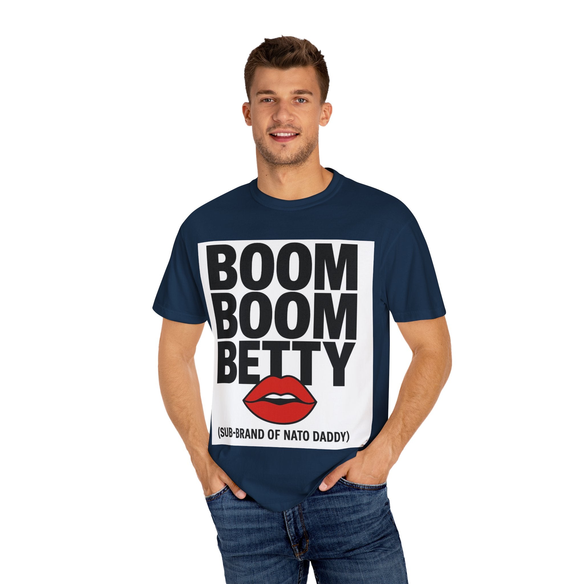 Boom Boom Betty Unisex Garment-Dyed T-shirt, Casual Tee, Cool Graphic Tee, Gift for Her, Trendy Streetwear