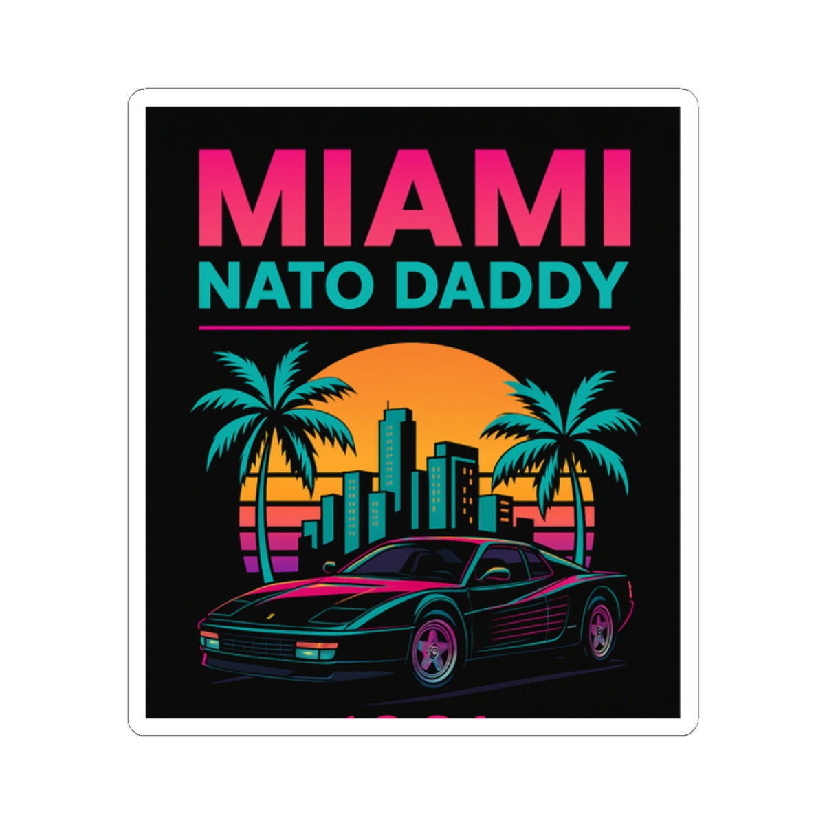 Retro Miami Stickers, Fun Car Decor, Summer Vibes, Perfect for Gifts, Laptop Accessories, Party Favors, Travel Mementos